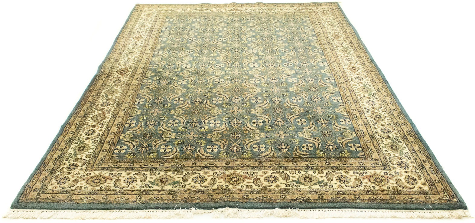 morgenland Wollteppich »Sarough Teppich handgeknüpft grün«, rechteckig, 12 mm Höhe