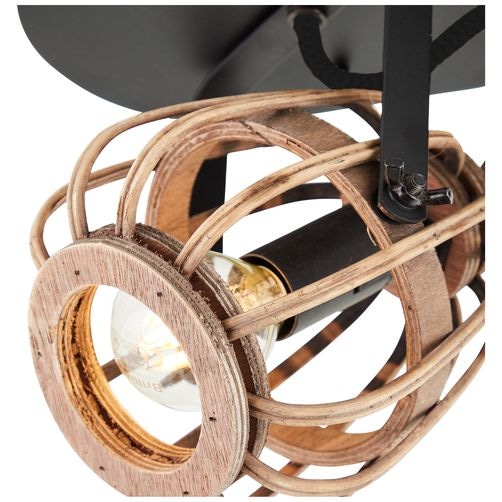 Brilliant Deckenstrahler »Nikka«, 2 flammig, Leuchtmittel E14 | ohne Leuchtmittel, 2 flammig, 20 cm Höhe,36 cm Breite, E14, Metall/Rattan, schwarz/natur