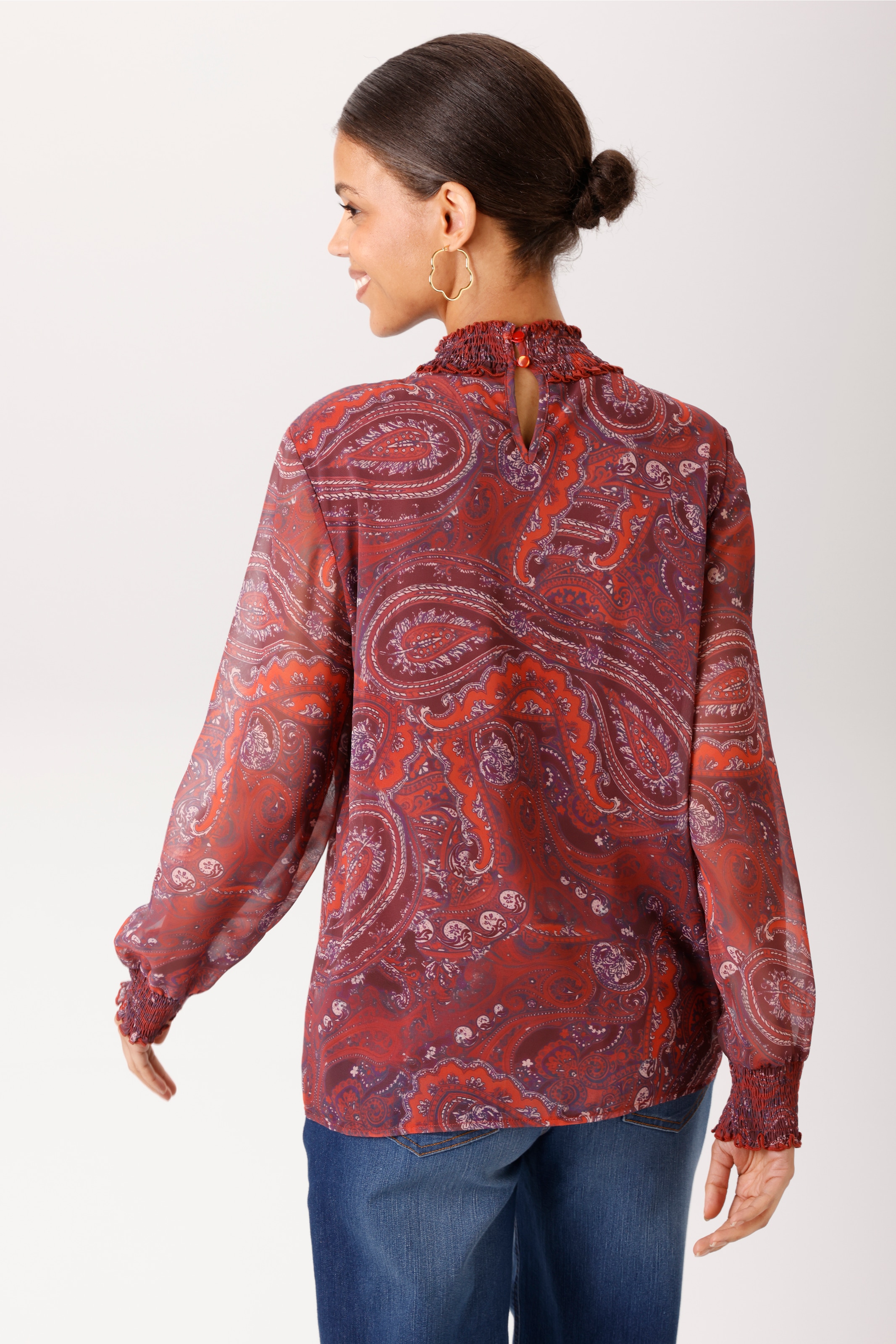 Aniston CASUAL Schlupfbluse mit großflächigen, trendfarbenen Paisley-Muster - NEUE KOLLEKTION