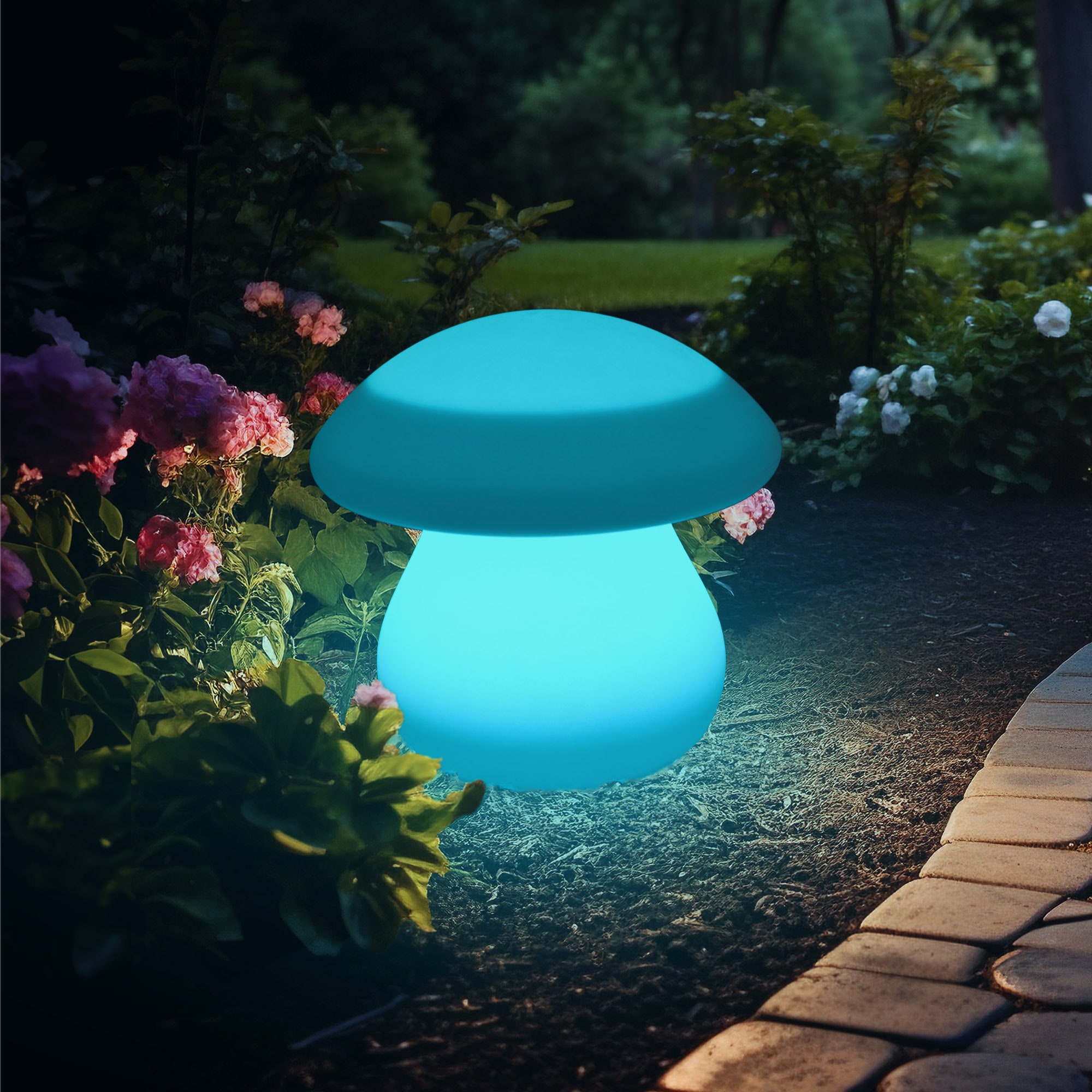 my home LED Solarleuchte »Elowyn, LED-Solar Pilz« LED-Modul 1 Stk. RGB | Warmweiß mit Erdspieß und Fernbedienung