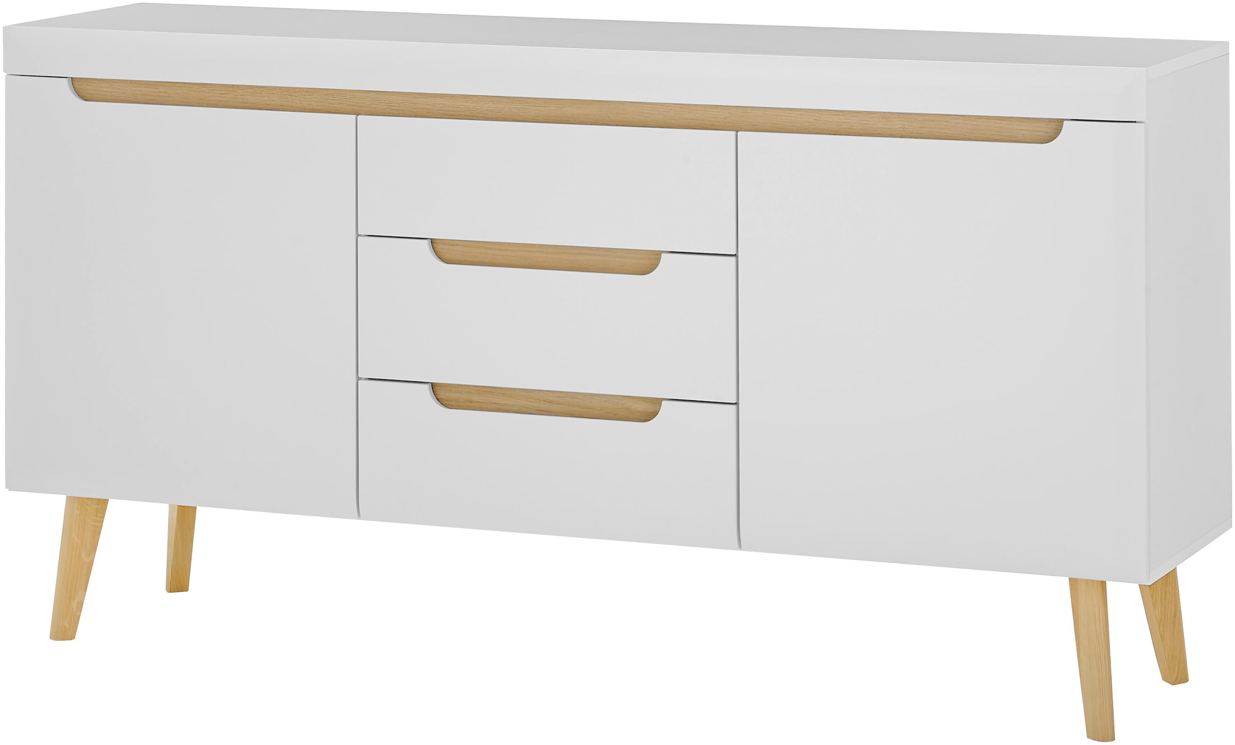 INOSIGN Sideboard »Torge, Anrichte, Kommode, Schubladenschrank«, (1 St.), abgeschrägte Füße, drei Farben, Scandi Design, 160 cm breit