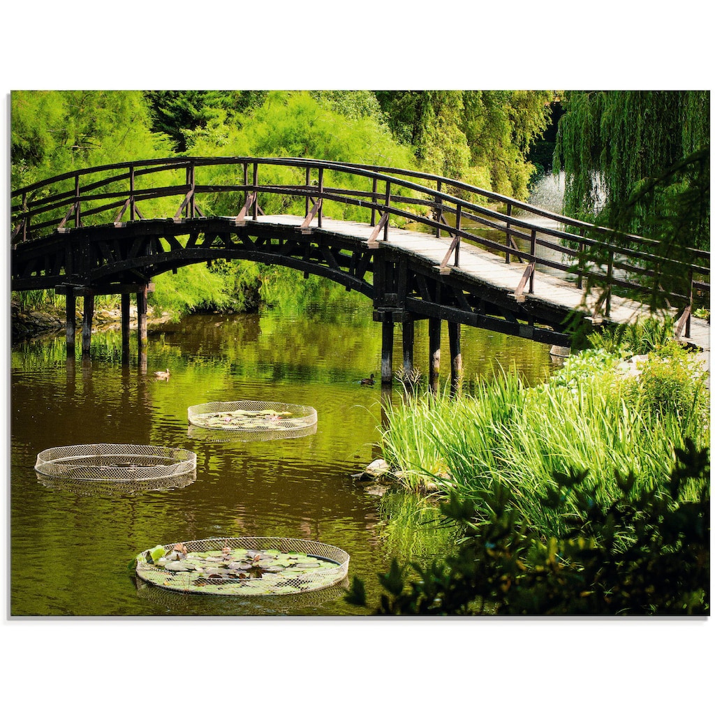 Artland Glasbild »Gartenbrücke«, Garten, (1 St.)