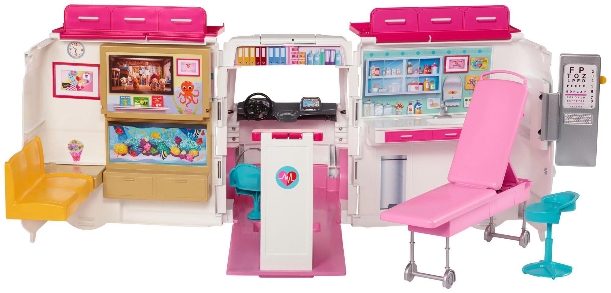 Barbie Puppen Fahrzeug »Krankenwagen 2-in-1 Spielset«, mit Licht & Geräuschen