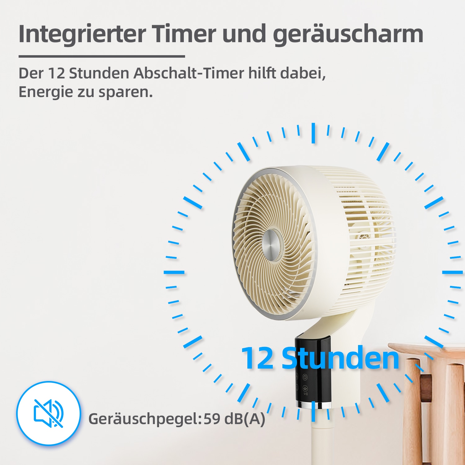 be cool Standventilator »Design-Standventilator 26cm mit 3D-Oszillation & Aromabox beige«, 3D-Osszilation, Aromabox