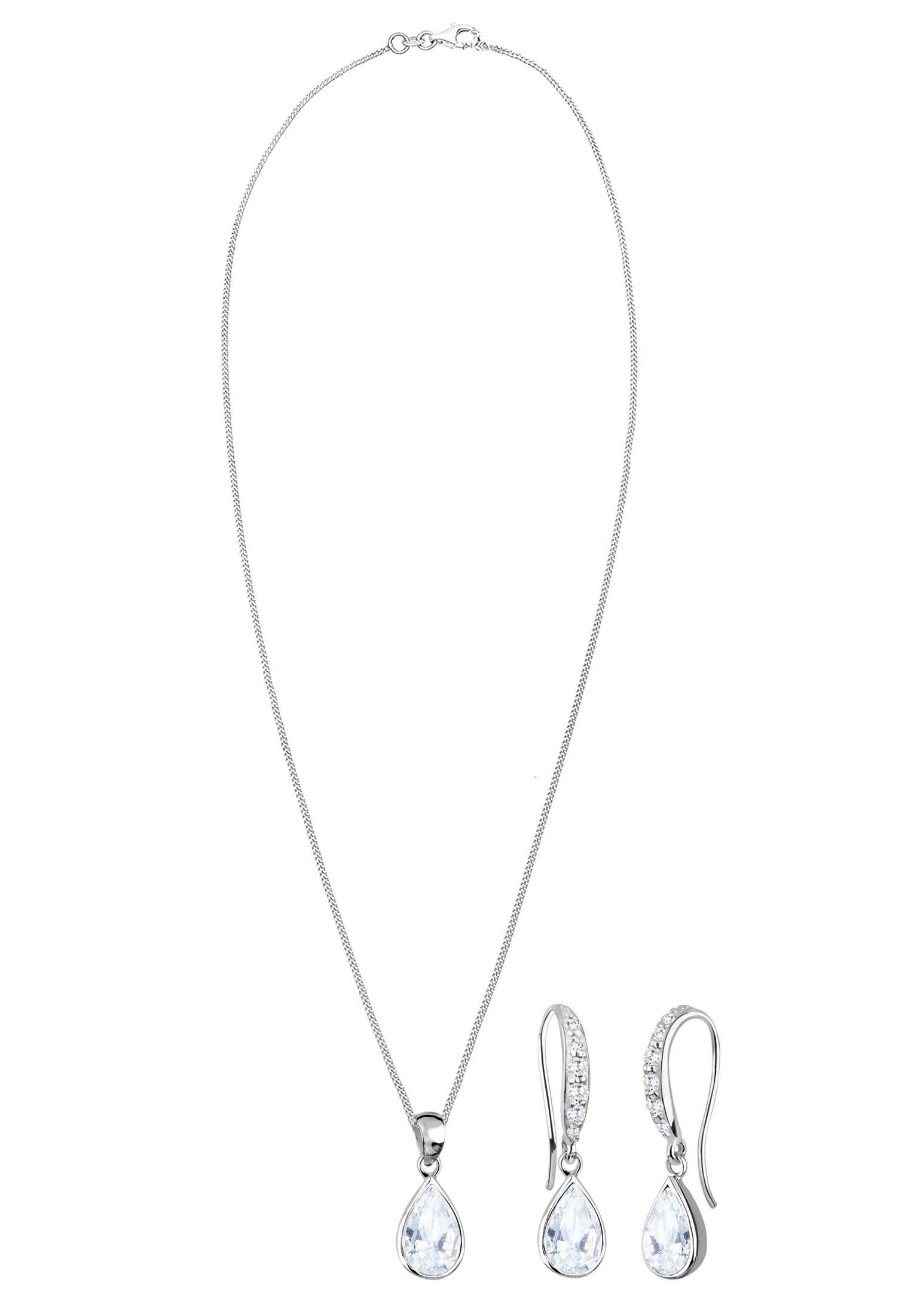 Elli Ohrring und Ketten Set »Schmuckset Tropfen Zirkonia Weiß 925 Sterling Silber«