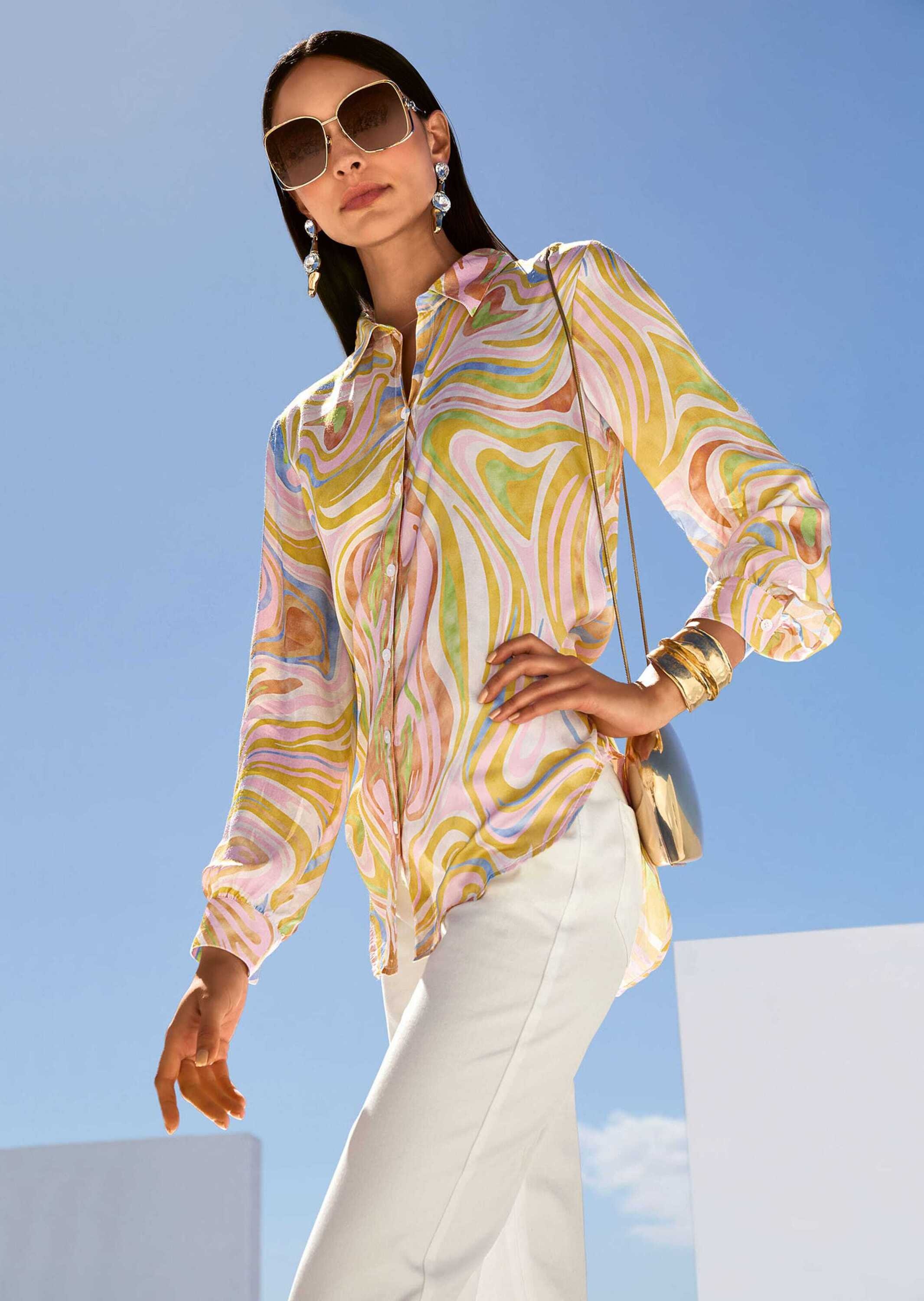 MADELEINE Hemdbluse »Bluse Longbluse mit Unikat-Print«