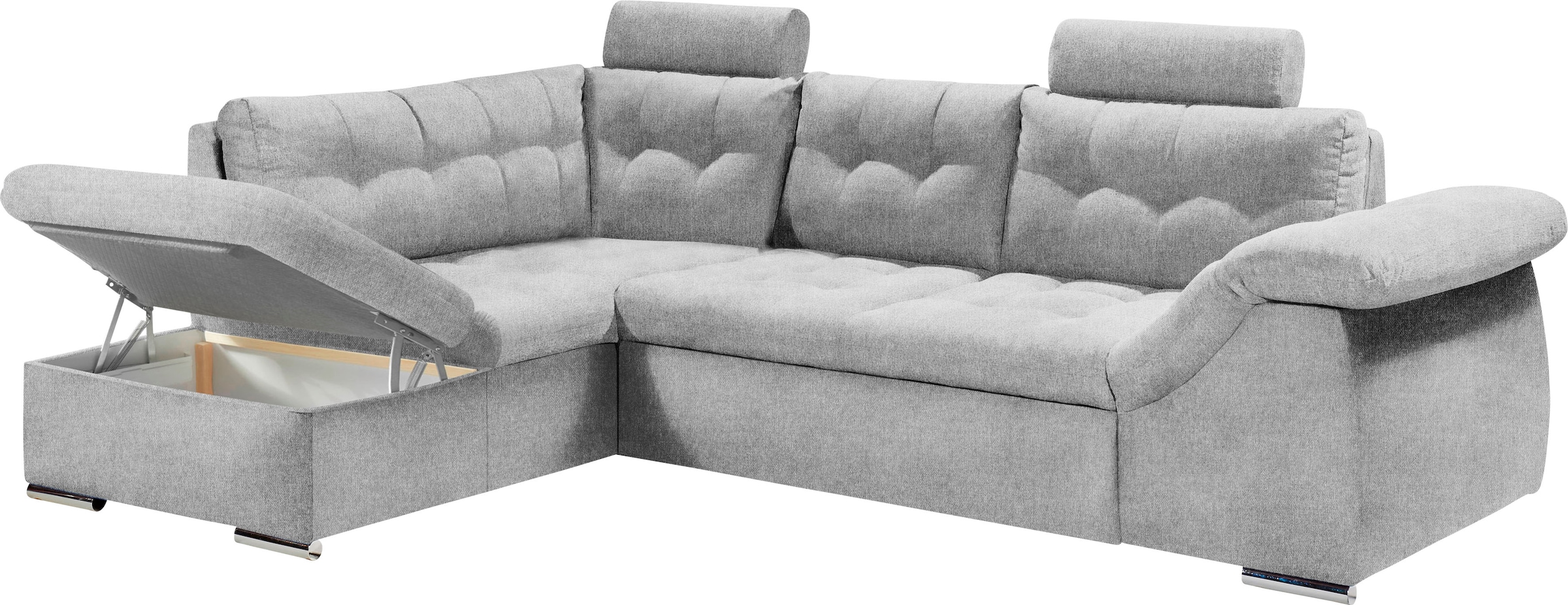 ED EXCITING DESIGN Ecksofa »Oman L-Form« mit Bettfunktion, Bettkasten, Armteilverstellung & Kopfstützen