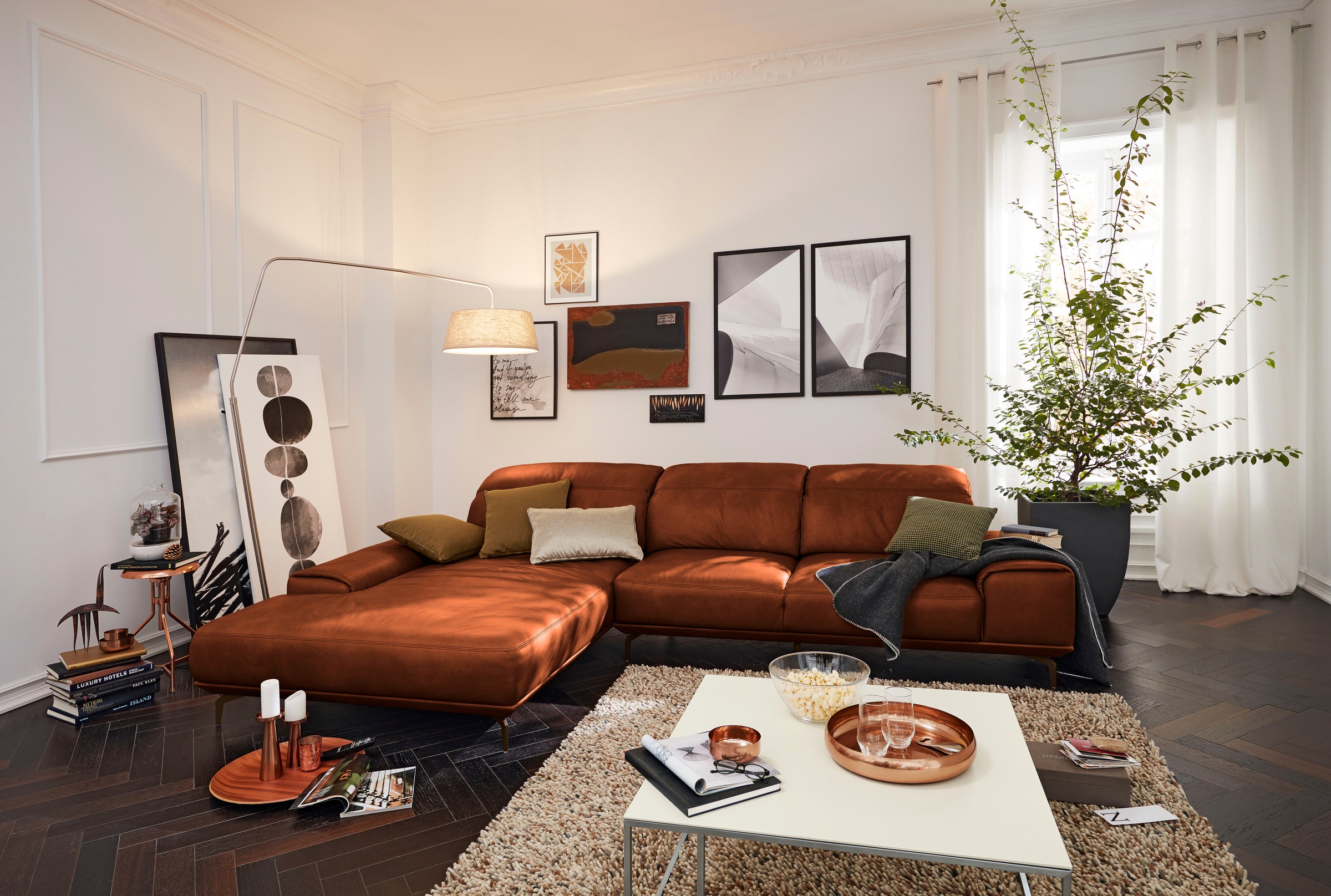 Musterring Wohnlandschaft »MR 2490«, Bronze-Fuß, Sitzhöhe 48cm, wahlweise mit Funktionen, Maße 342 x 207 cm