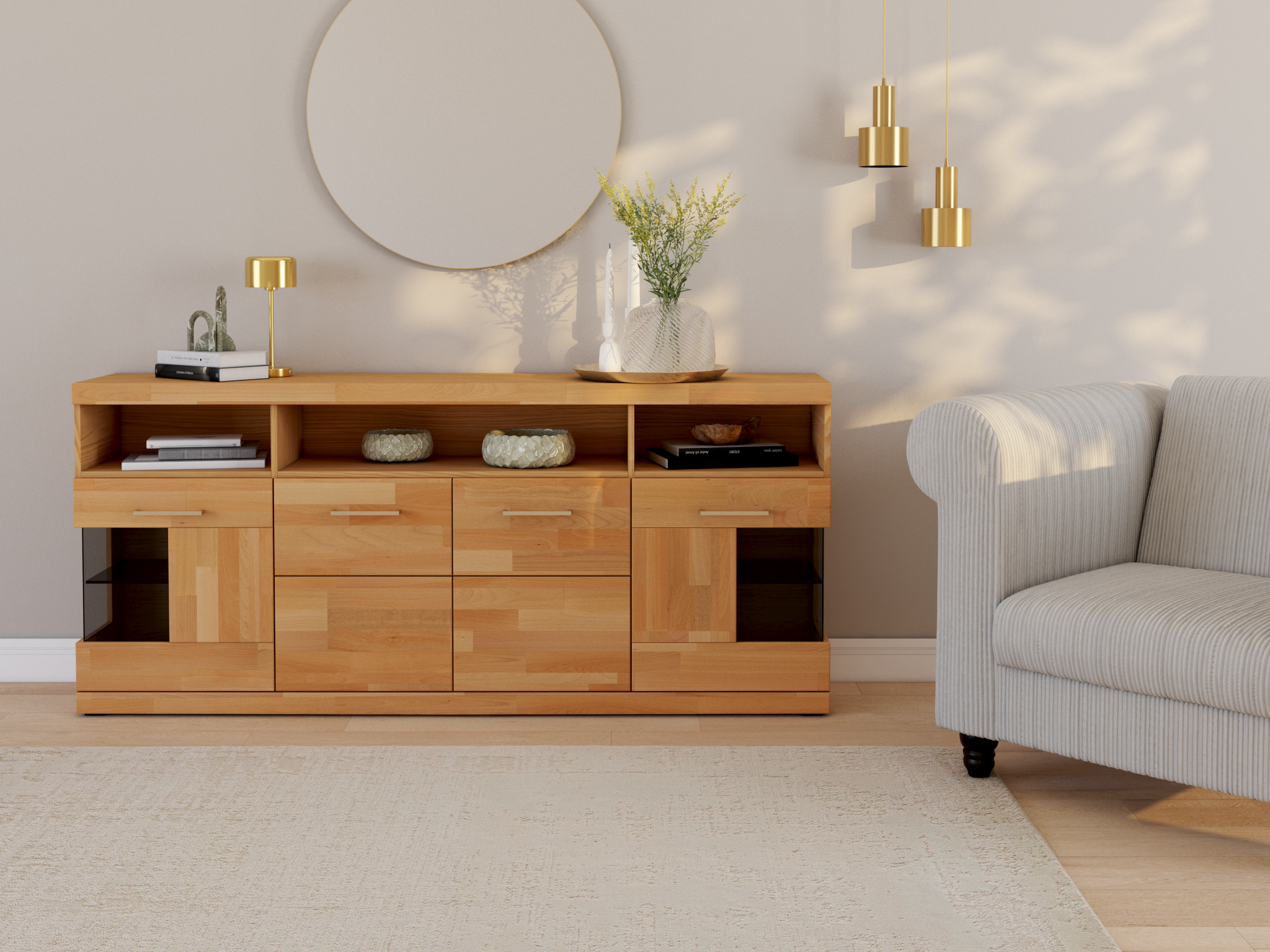 Dorel Home Chesterfield-Sessel »Felix II in Breit-Cord« mit Rückenlehne 3-fach verstellbar, Beine Massivholz, Sitzhöhe 46 cm