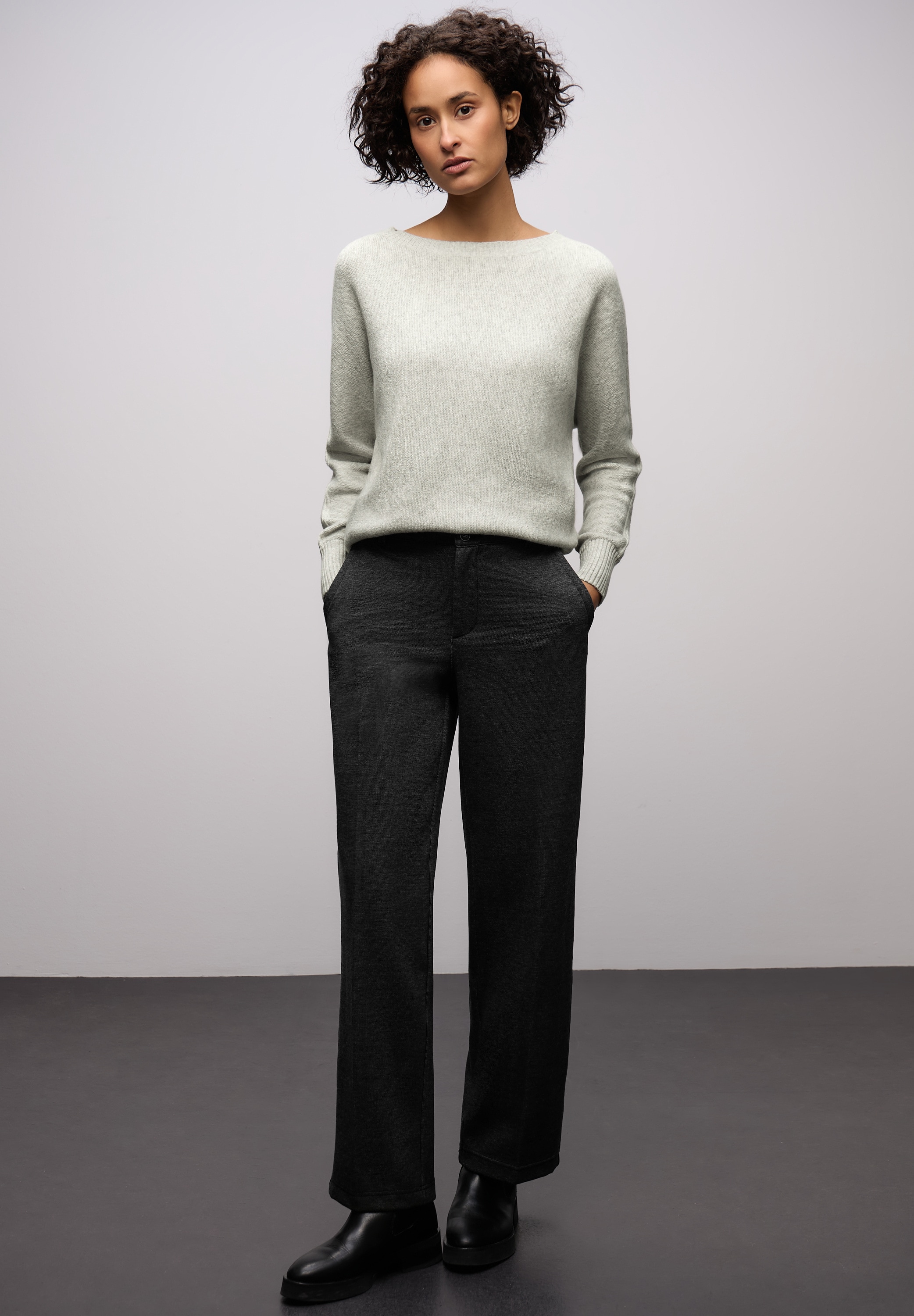 STREET ONE Rundhalspullover mit Rippbündchen