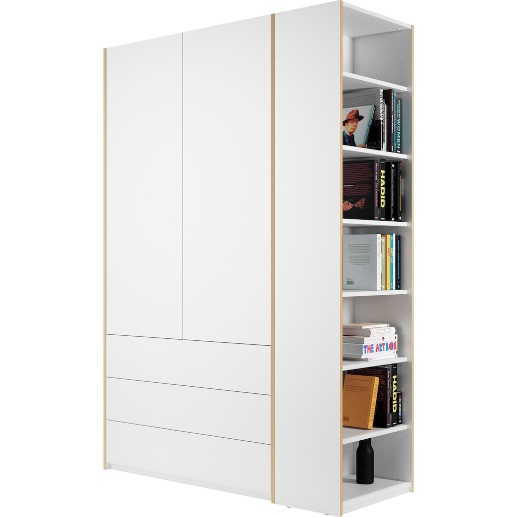 Müller SMALL LIVING Kleiderschrank »Modular Plus Variante 1«, 3 geräumige Schubladen, Anbauregal links oder rechts montierbar