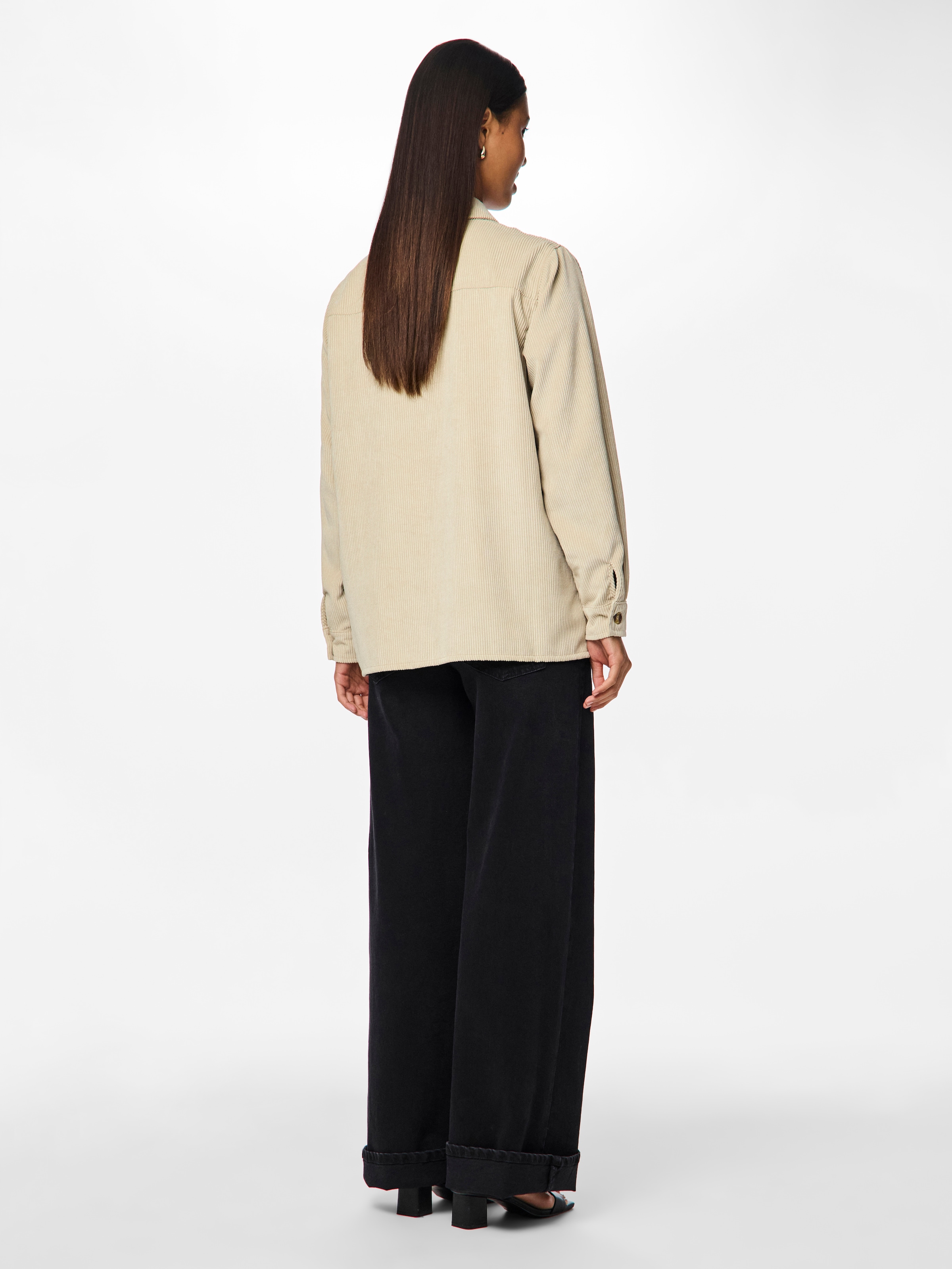 pieces Hemdbluse »PCEFFI LS SHIRT WVN NOOS« Materialmix, loose fit