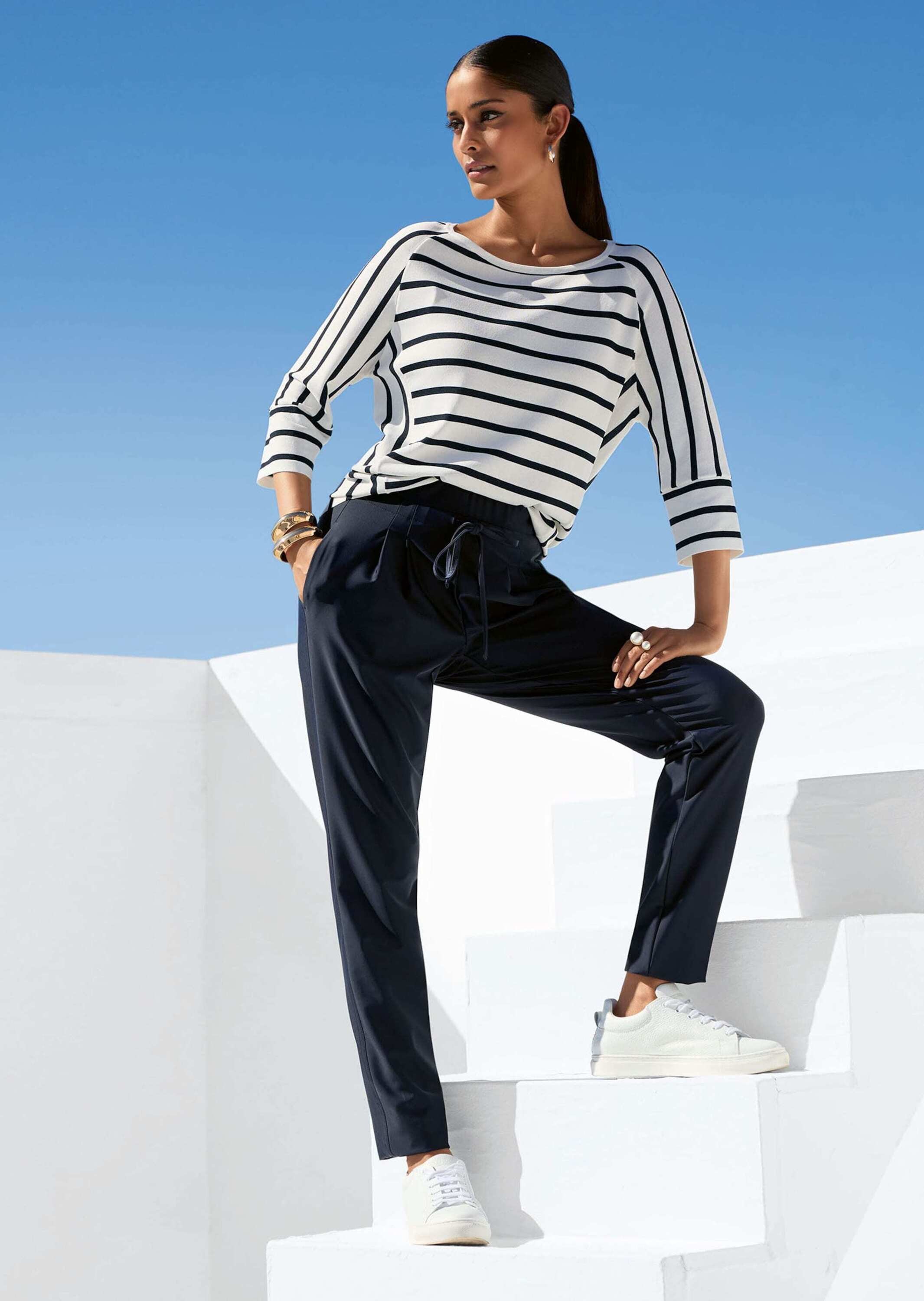 MADELEINE Longpullover »Pullover Strickpullover im Streifen-Look«