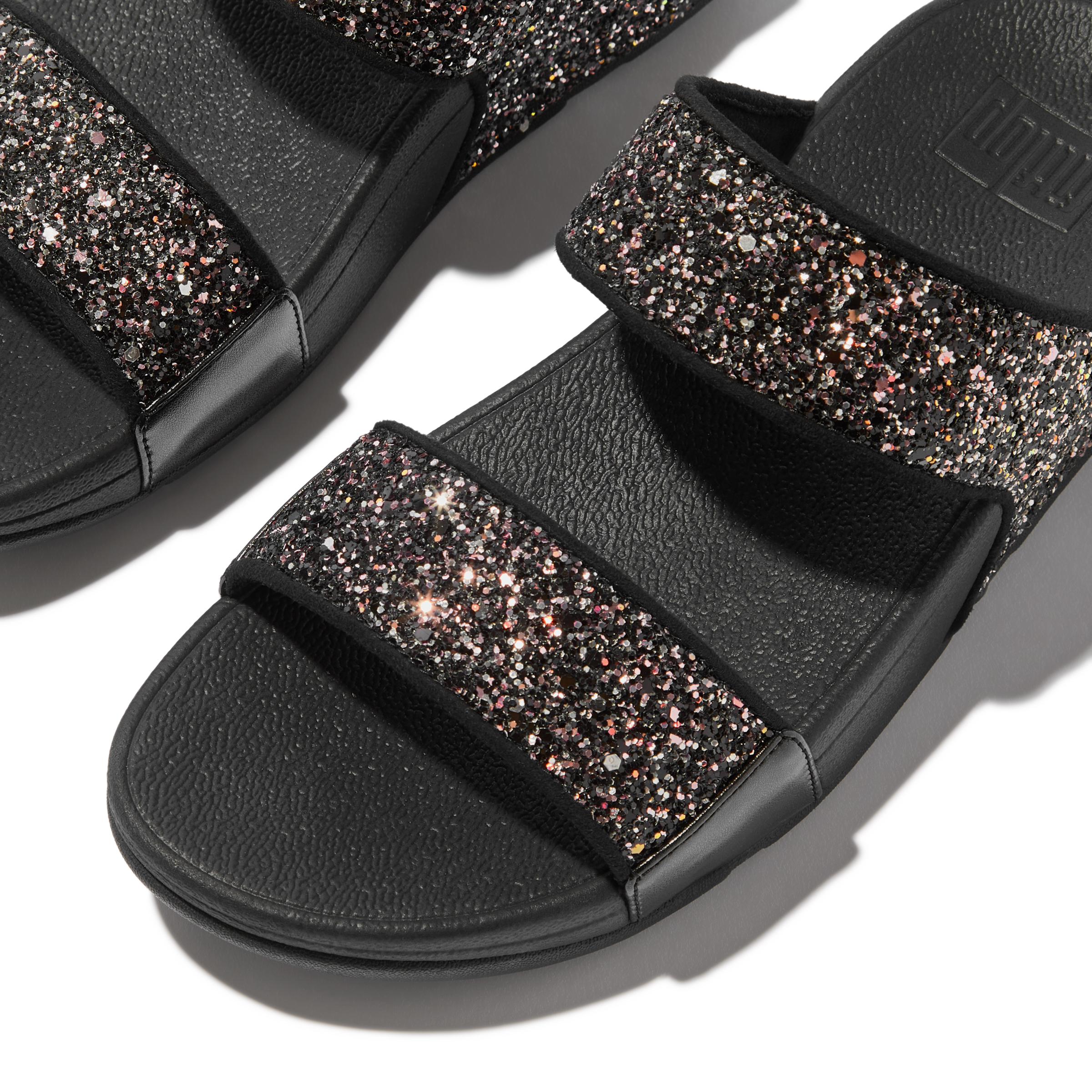 Fitflop Pantolette »LULU MULTI-TONAL GLITTER SLIDES«  Keilabsatz, Sommerschuh, Schlupfschuh mit Glitzer besetzt