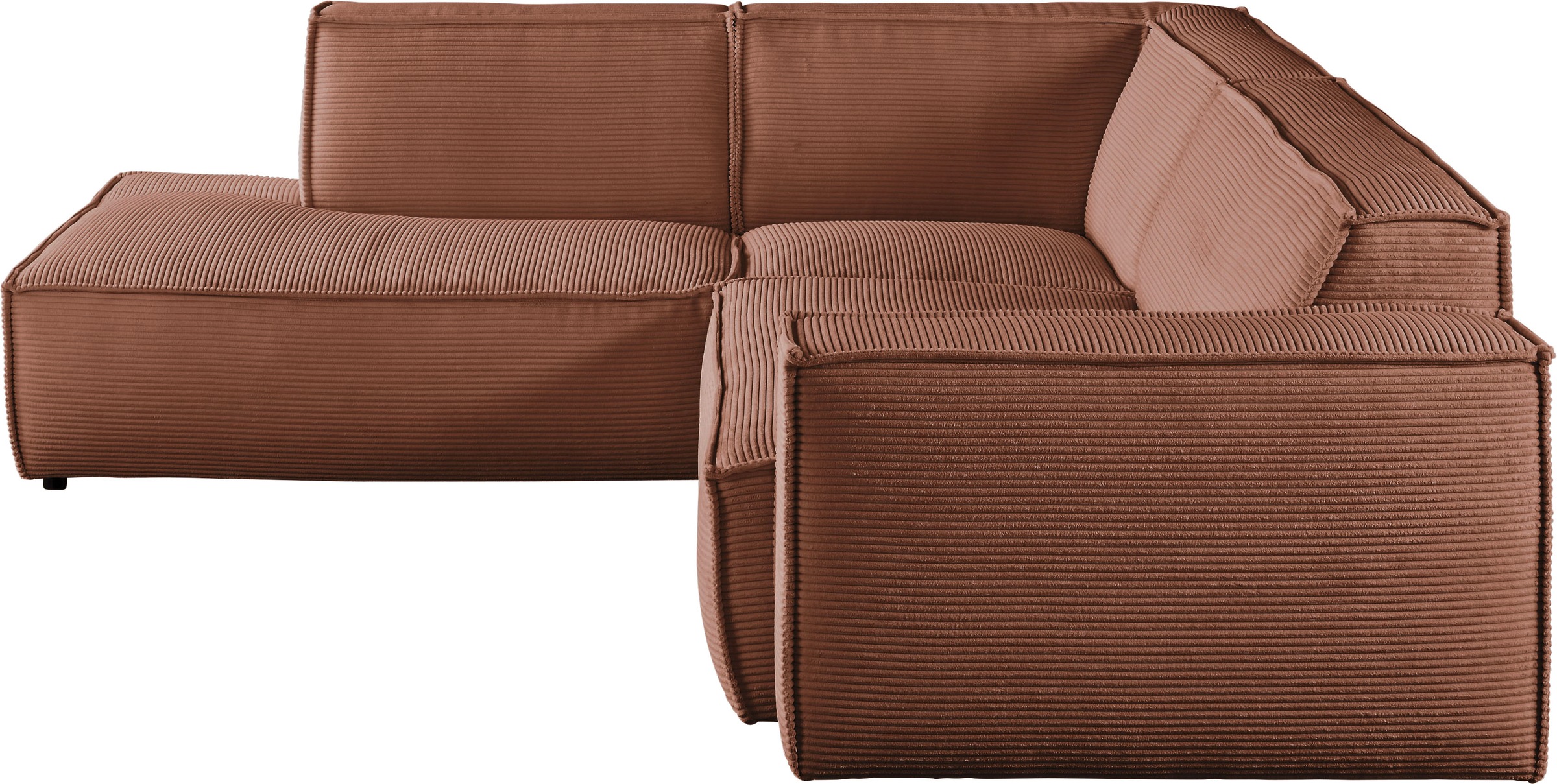 3C Candy Ecksofa »Matteo in elegant, kubischer Formensprache, bequem, L-Form«, mit auffälliger Kedernaht, Cord-Bezug, Lounge-Charakter