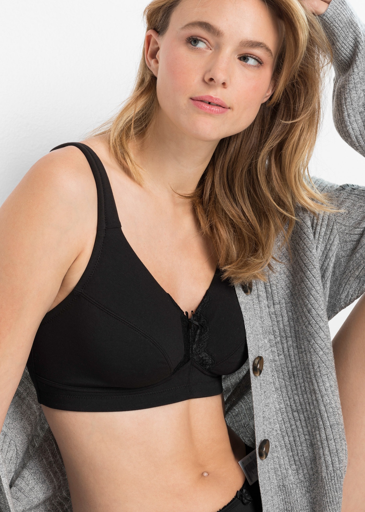 bonprix Büstenhebe »BH ohne Bügel mit Baumwolle (2er Pack)« Packung, 2 Stk. im praktischen Zweierpack, mit Haken-Ösen-Verschluss