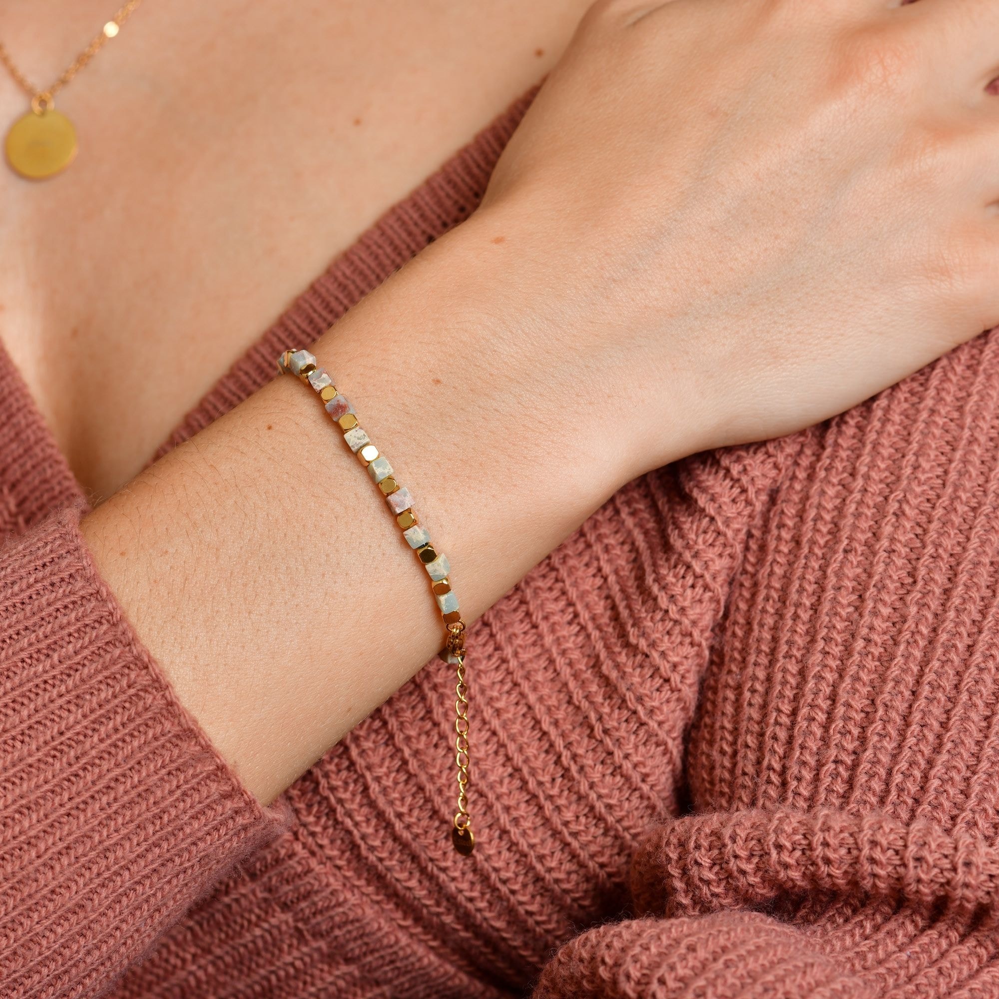 Adelia´s Armband »Damen Armband aus Edelstahl mit Aventurin 18,5+3 cm«