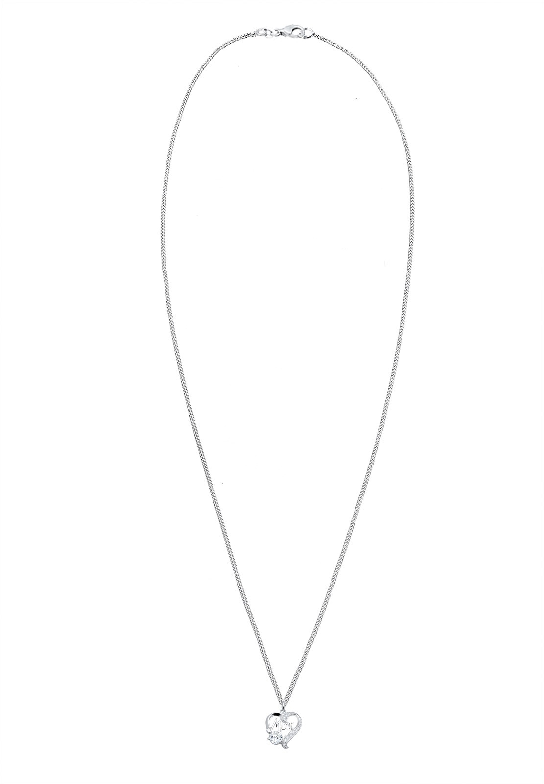 Elli Silberkette »Halskette Herz Zirkonia Weiß Schriftzug Mom 925 Sterling Silber«