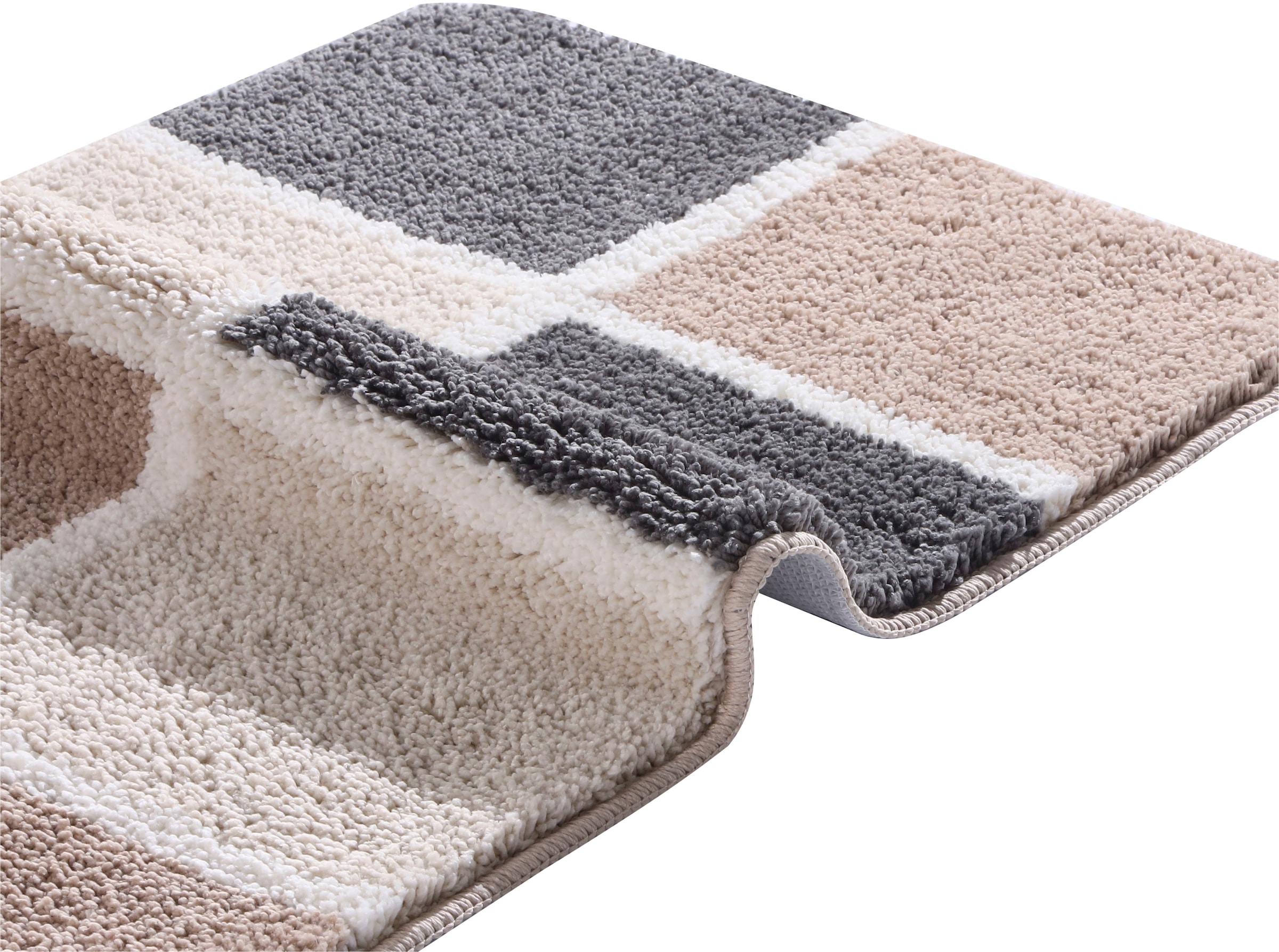 my home Badematte »Anna mit Kachelmuster, Badvorleger, Badezimmer Teppich, Duschvorleger« Höhe 20 mm rutschhemmend beschichtet strapazierfähig Badteppich, Hoch-Tief Effekt, Modern, Weich