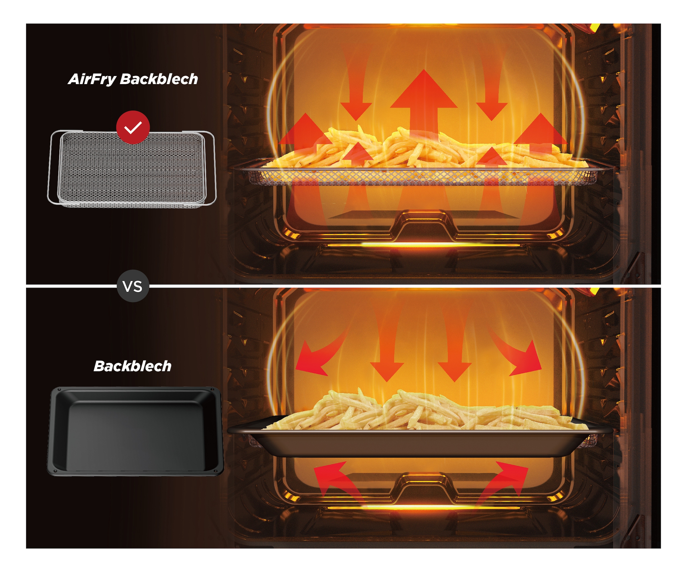 Hanseatic Einbaubackofen »HBO7212A1« AirFry Funktion - die gesündere Alternative zur Fritteuse