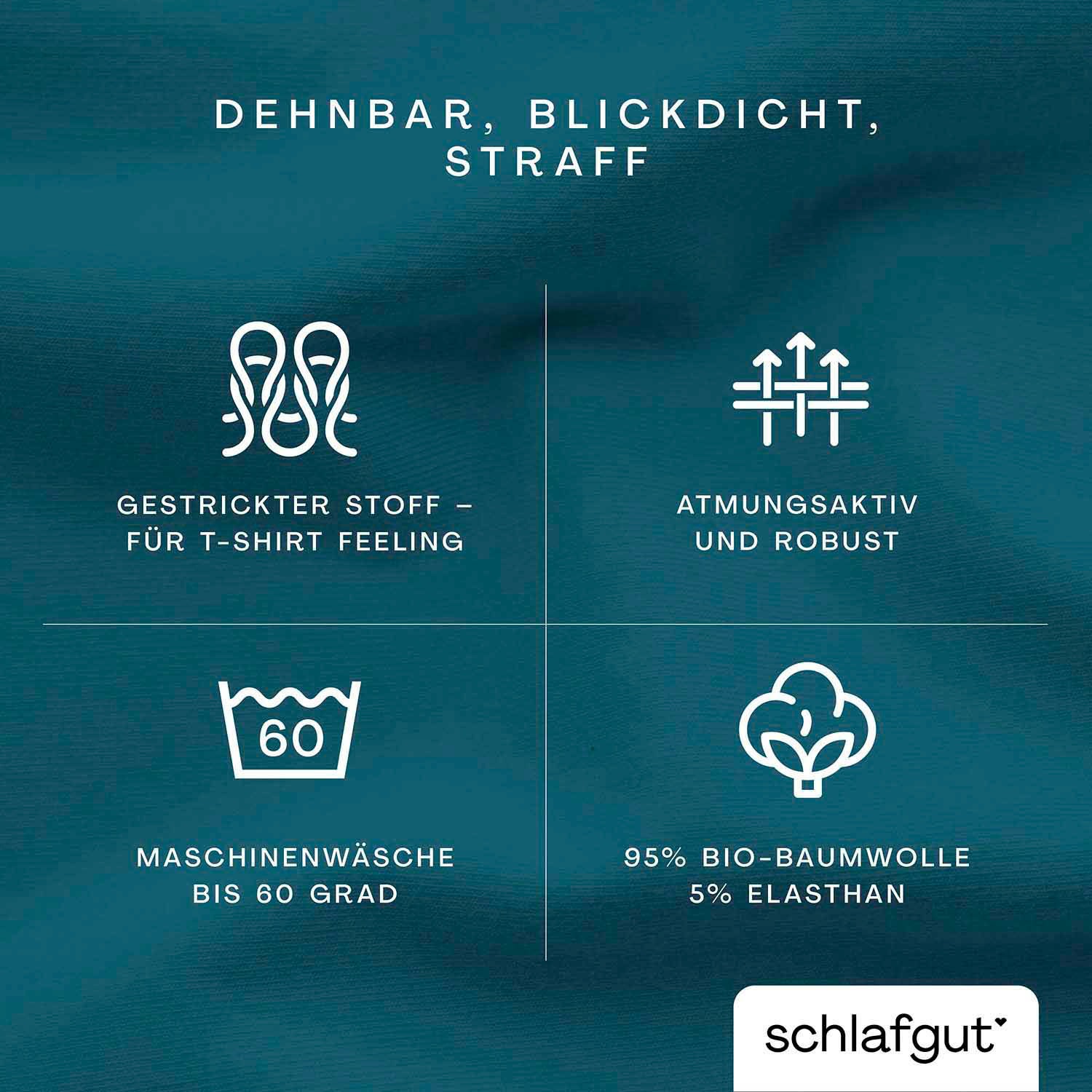 Schlafgut Spannbettlaken »PURE Bio-Baumwolle mit Elasthan, dehnbar blickdicht, straff, Bettlaken«, PREMIUM Laken für Matratzen bis 30cm Höhe, in 90x200, 140x200, 180x200