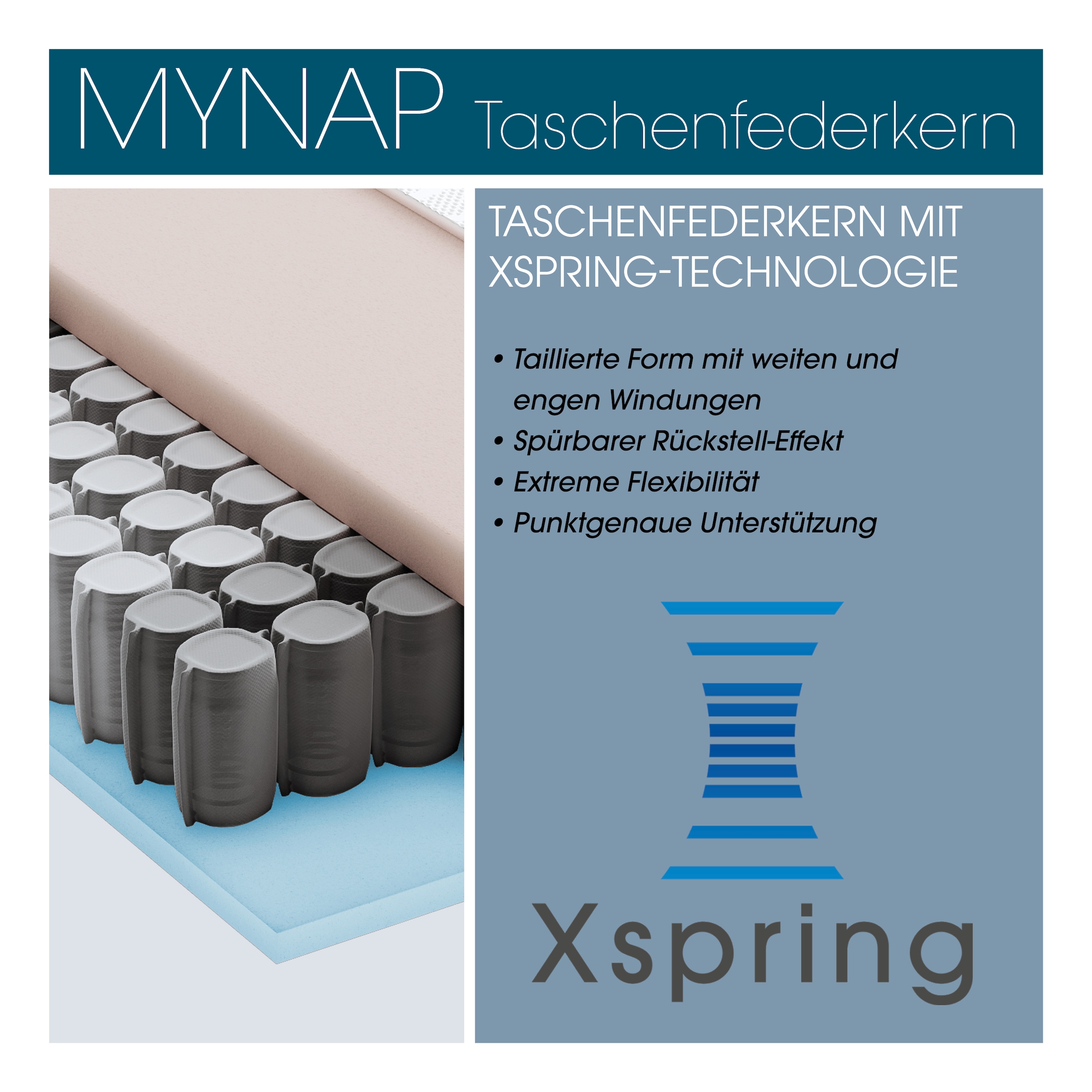 Schlaraffia Taschenfederkernmatratze »myNap Premium TFK-Matratze, in 90x200 und weiteren Größen erhältlich!« 19 cm hoch 500 Federn 1 Stk. tlg. Testsieger Stiftung Warentest 10/2023, Note 1,6