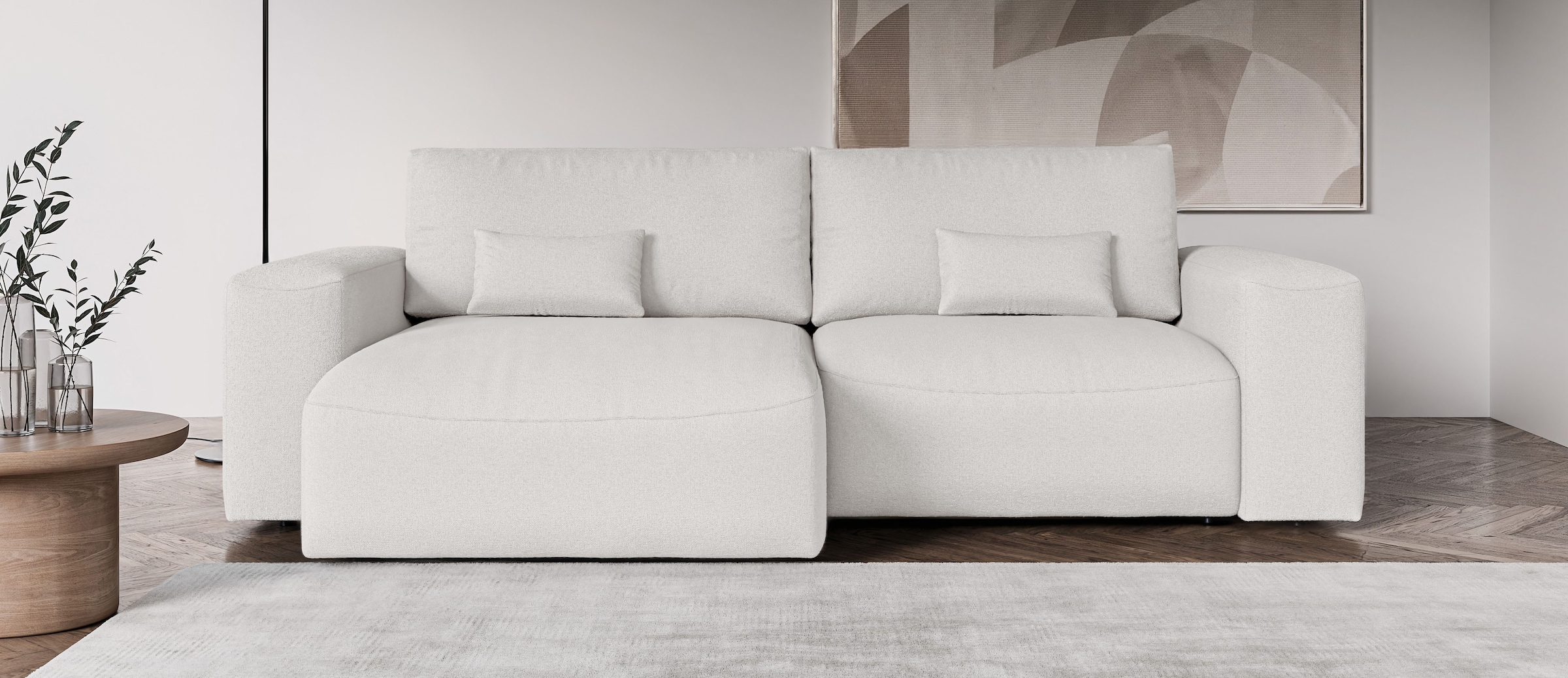 OTTO home Ecksofa »MATTS Schlafsofa mit Bettkasten, Maße B/T/H: 265/159/89 cm« L-Form mit Recamiere rechts oder links, hoher Sitzkomfort