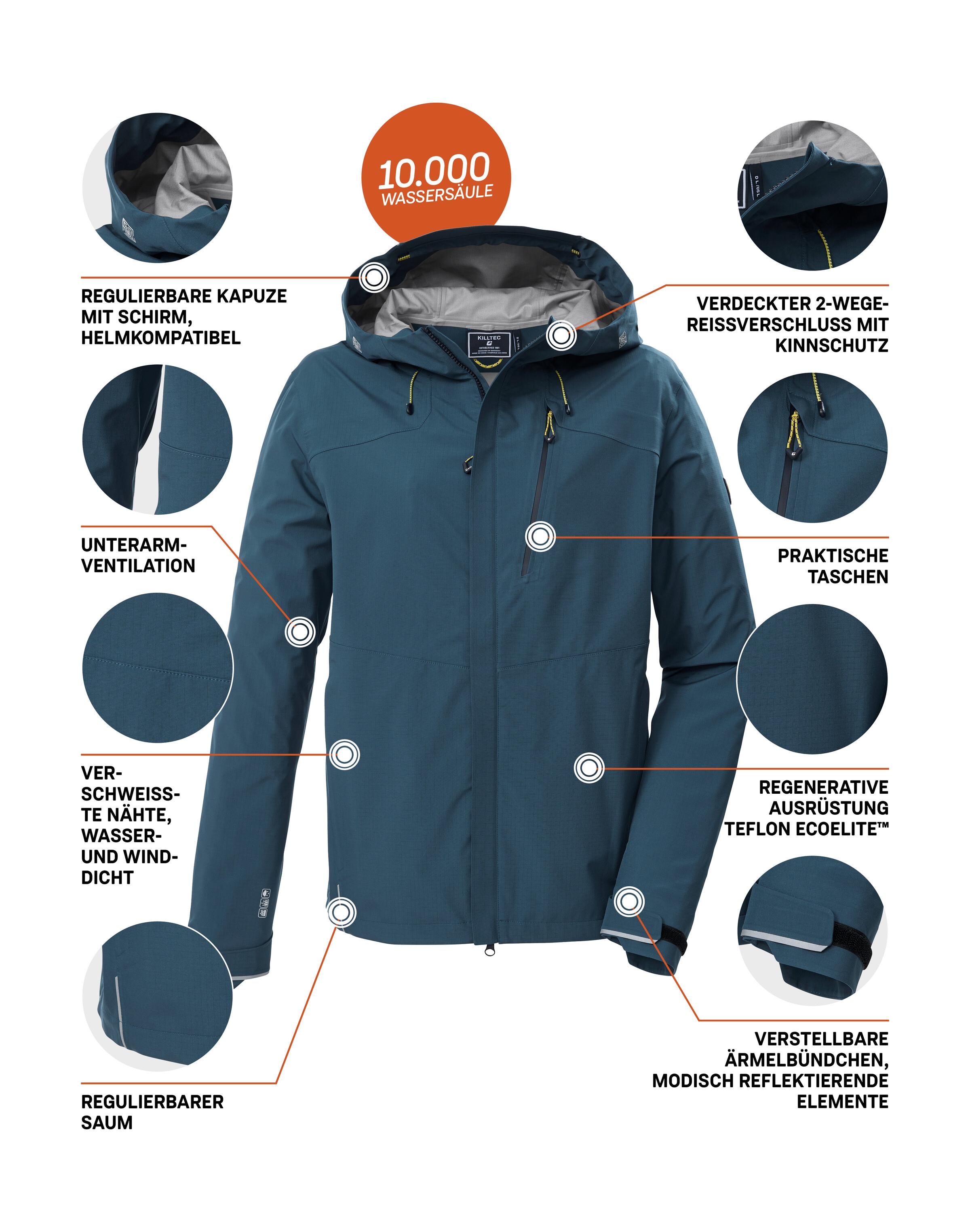 Killtec Funktionsjacke »KOS 27 MN JCKT« Leichte, wasserdichte, atmungsaktive 3-Lagen Funktionsjacke