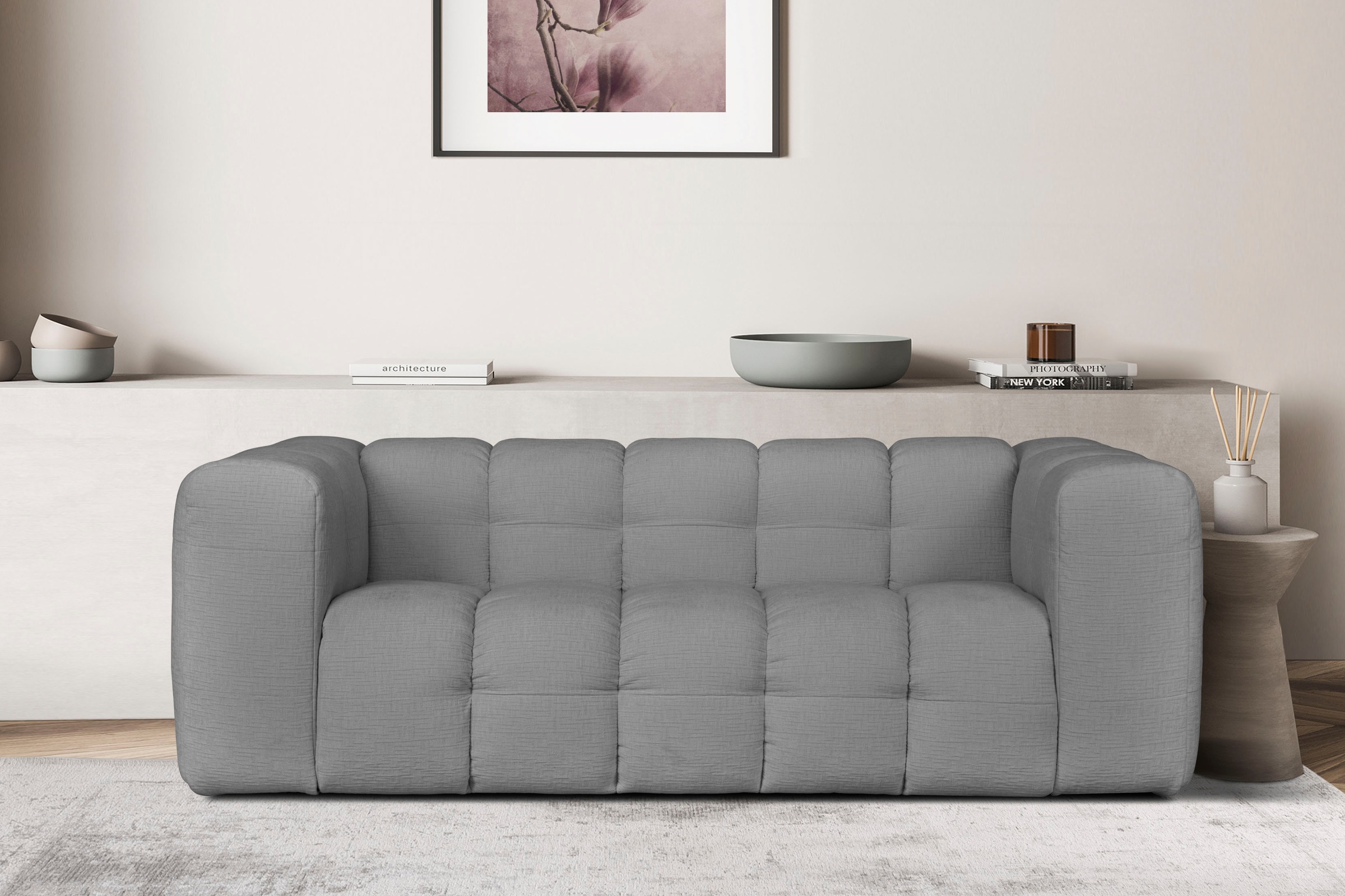 LeGer Home by Lena Gercke 3-Sitzer »TALISHA Designersofa, moderne Steppung, Maße B/T/H: 229/110/75 cm«, aufwendig gepolstert, hoher Sitzkomfort