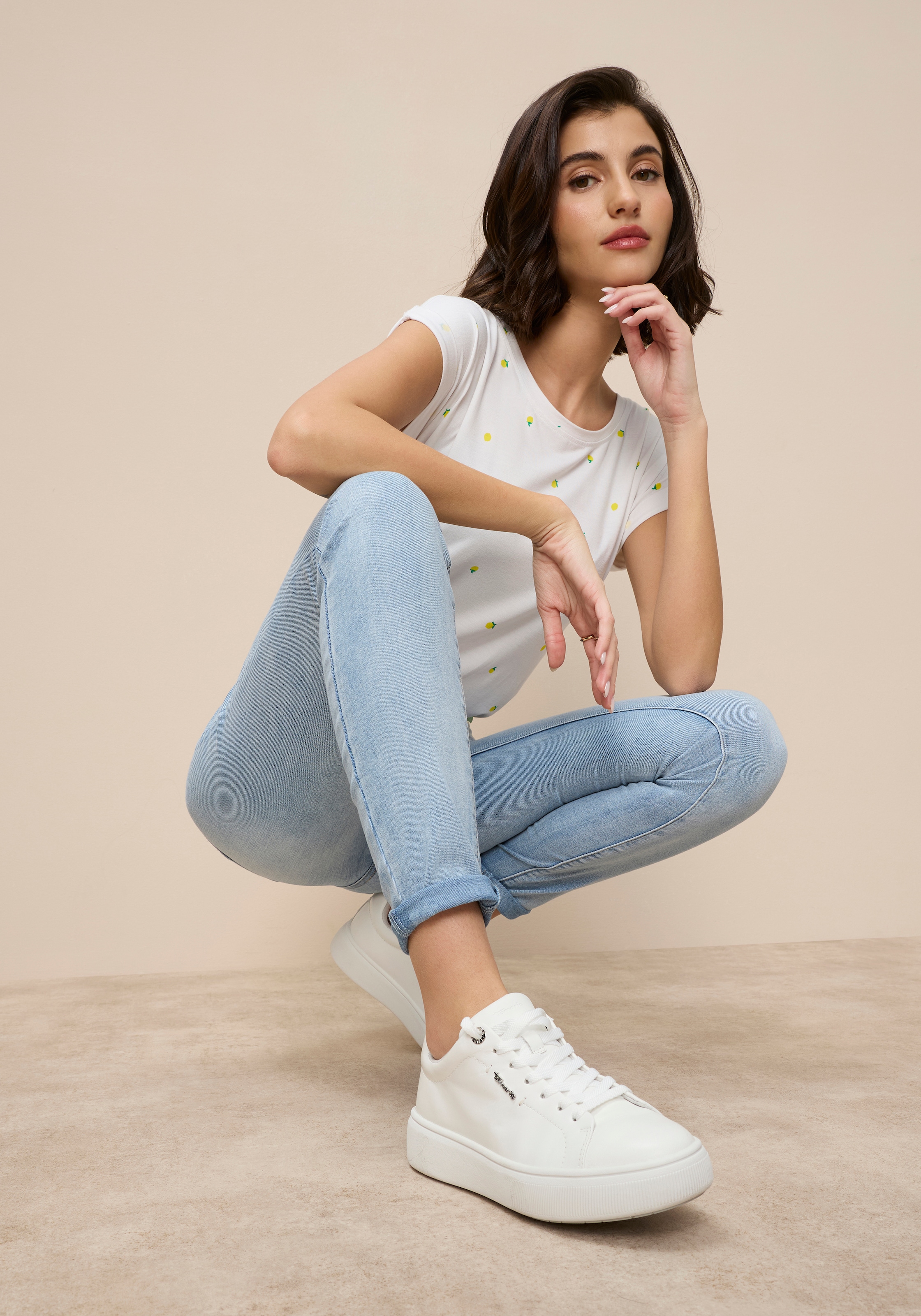 Tamaris Skinny-fit-Jeans schmale Beinweite, mit Gürtelschlaufenbund, mit Metallreißverschluss