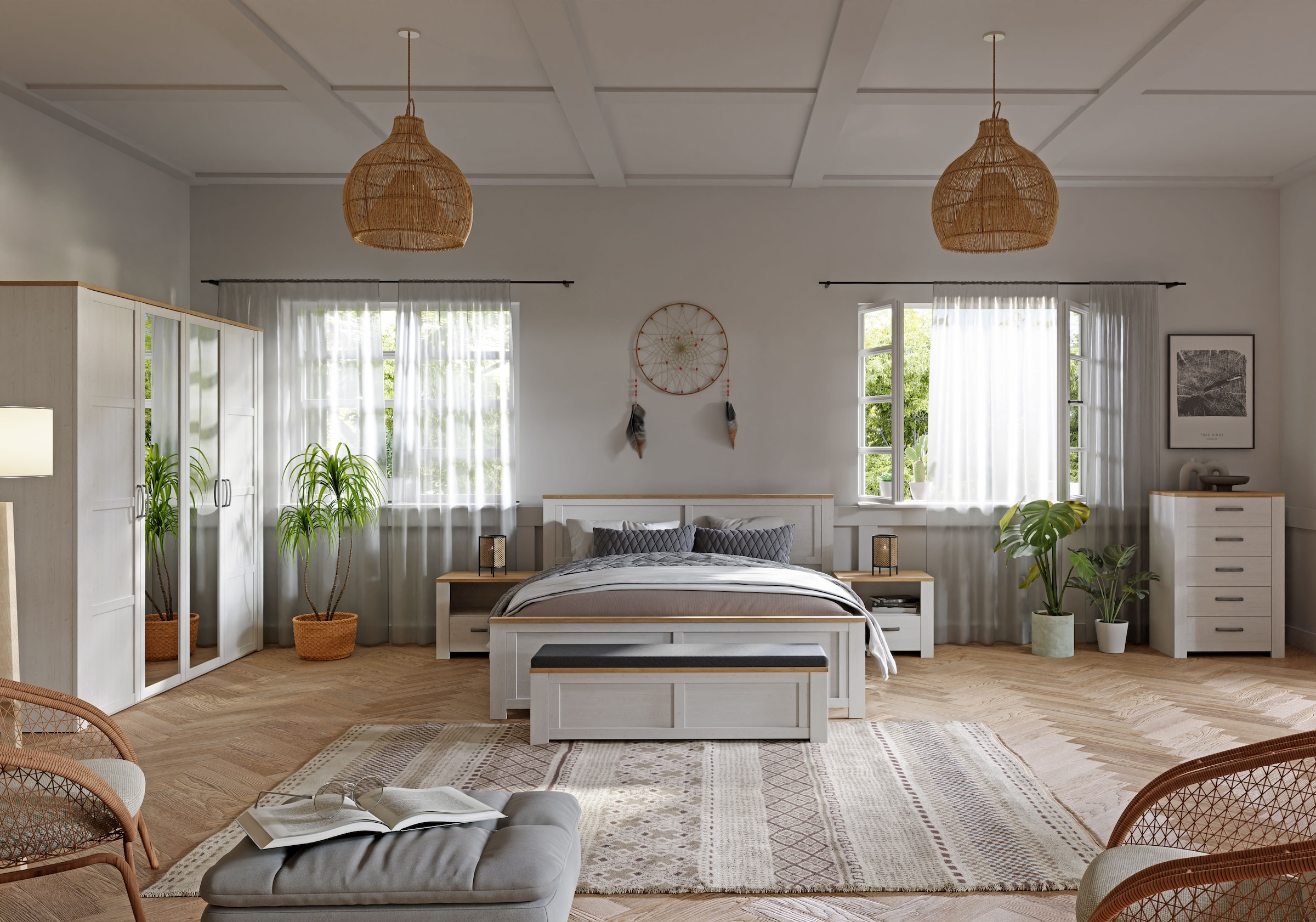 FORTE Bettgestell »Bohol« Landhaus, 180 x 2,00 mtr Liegefläche