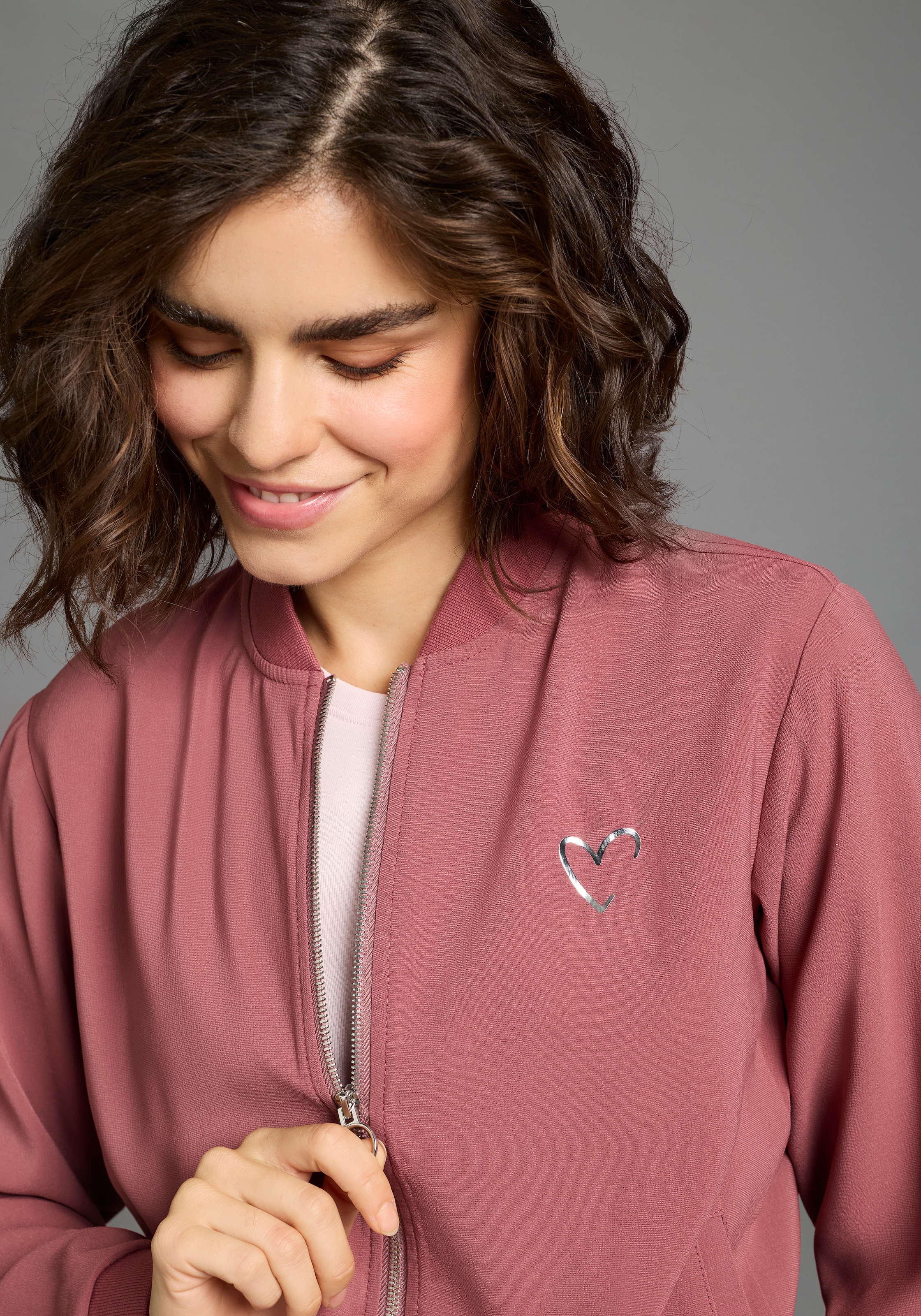 Laura Scott Blouson mit Herz Druck-Applikationen, leichte Übergangsjacken