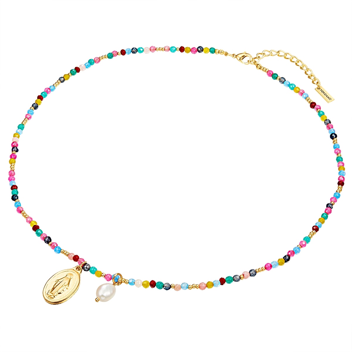 Yokoamii Perlenkette »Y57« Kette mit Anhänger gelbgold Süßwasser-Zuchtperle weiß