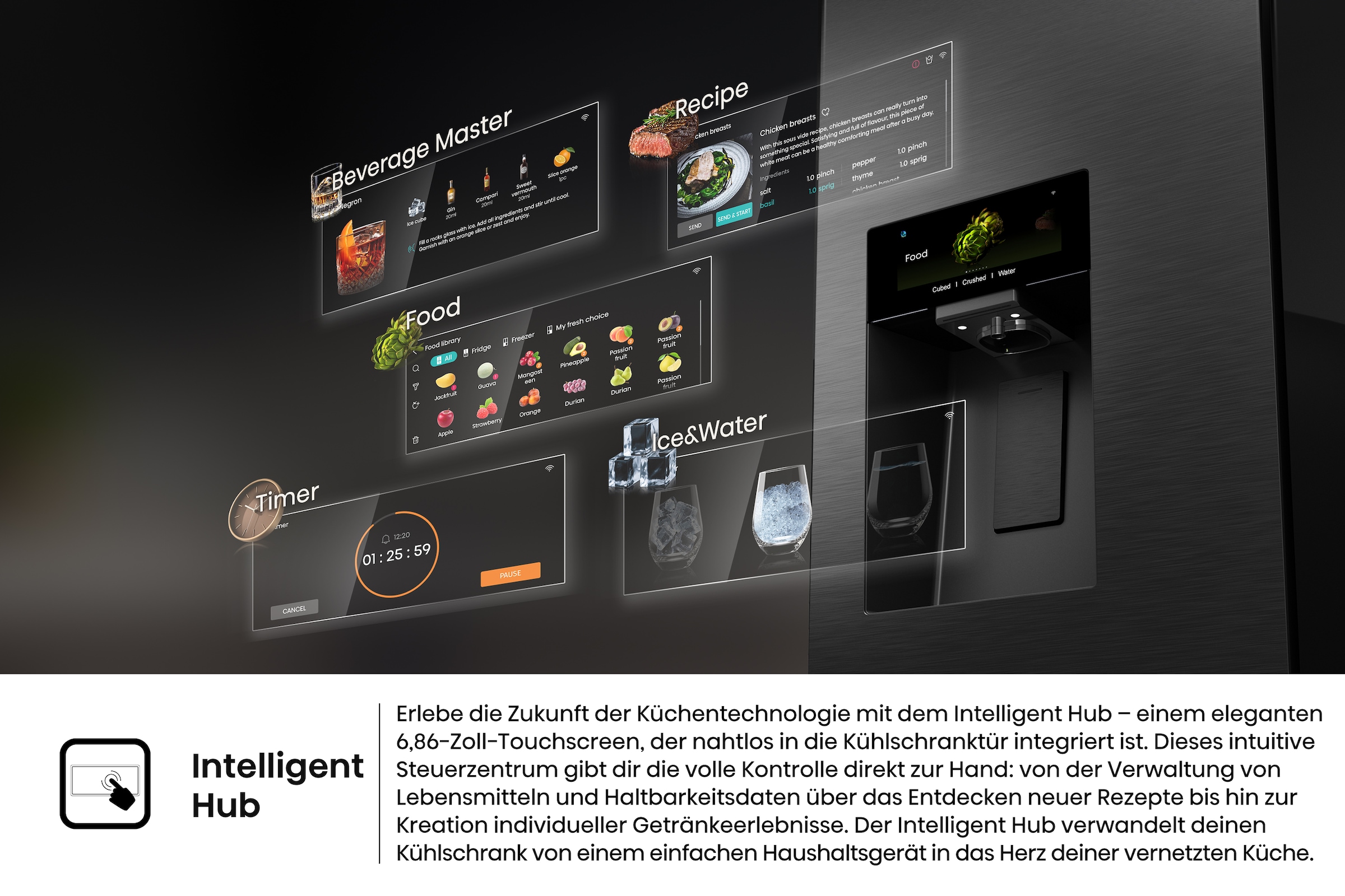 Hisense Multi Door »RQ600P7SKE« 179 cm hoch 91,4 cm breit PureViewDoor - immer sehen was im Kühlschrank ist
