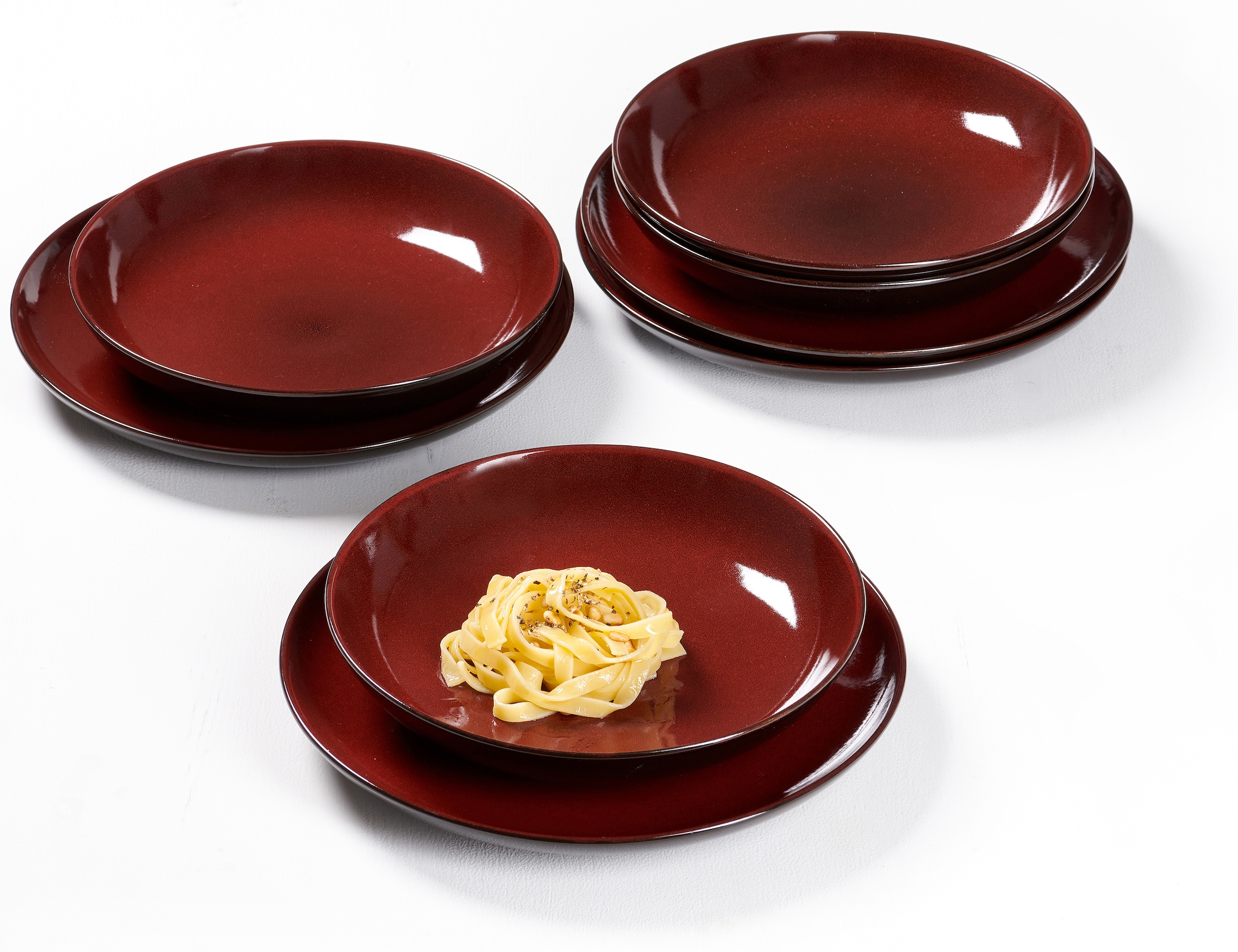 Ritzenhoff & Breker Tafelservice »Teller Set, Geschirr-Set Gambia«, (Set, 8 tlg., 4 Teller Flach (Ø 27,5 cm), 4 Teller Tief (Ø 23 cm), Reaktivglasur, jedes Stück ein Unikat, 8 Teile, für 4 Personen