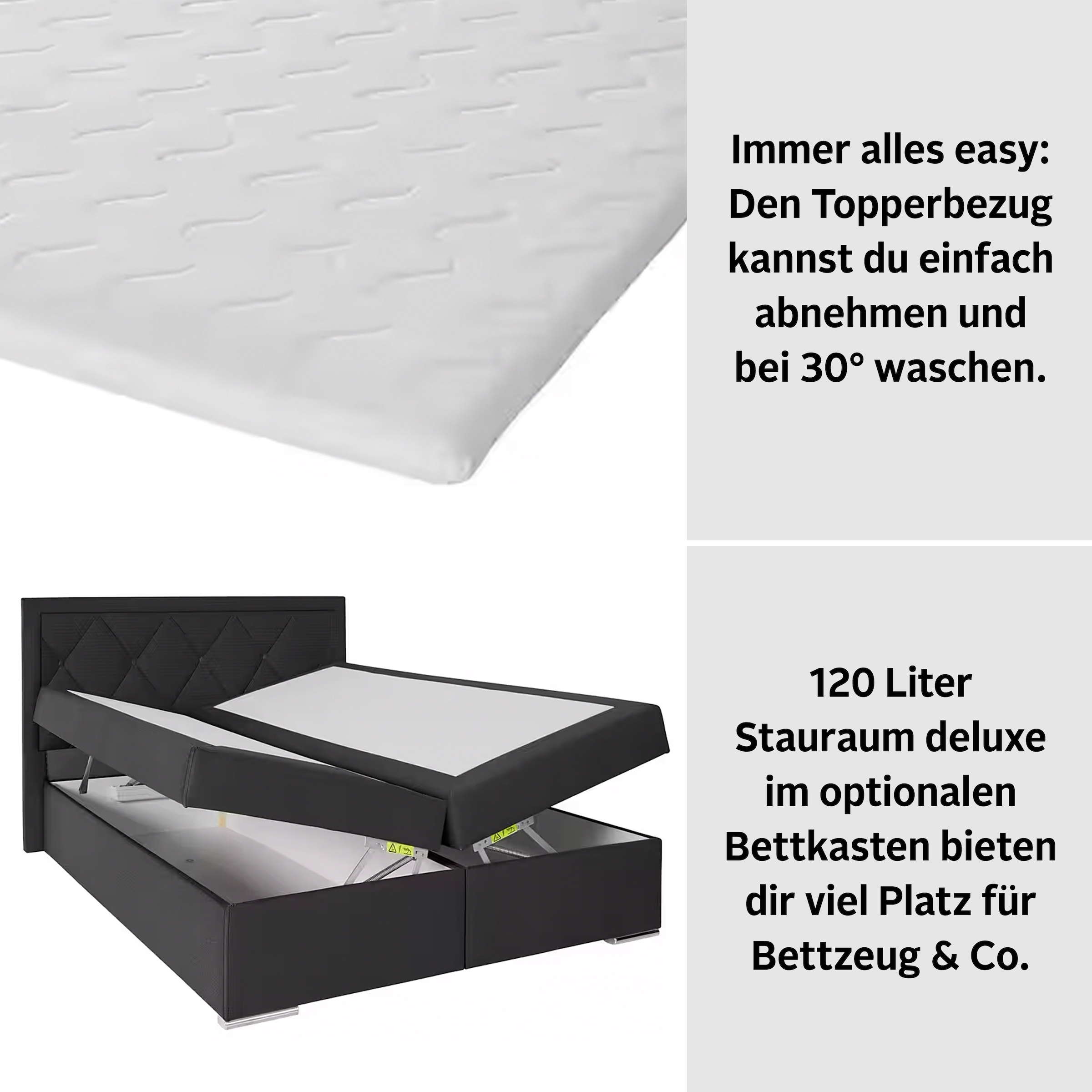 Leonique Boxbett »Alfie, Bestseller, wahlweise mit Bettkasten«, mit Knopfheftung im Kopfteil, H2, H3 und H4 wählbar