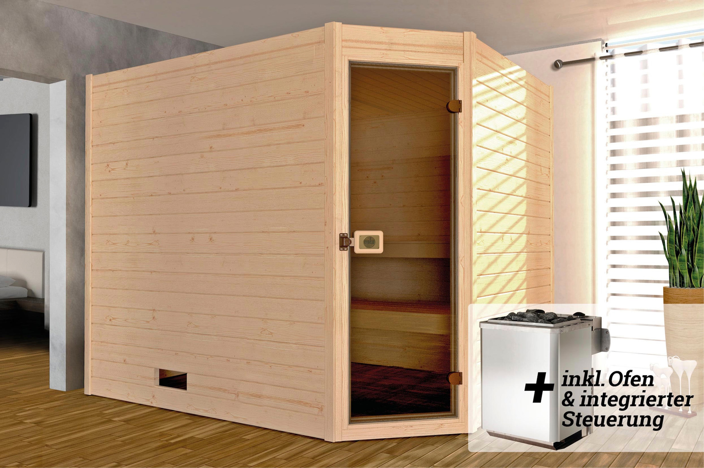 weka Sauna »Valida«, 9 kW-Ofen mit integrierter Steuerung