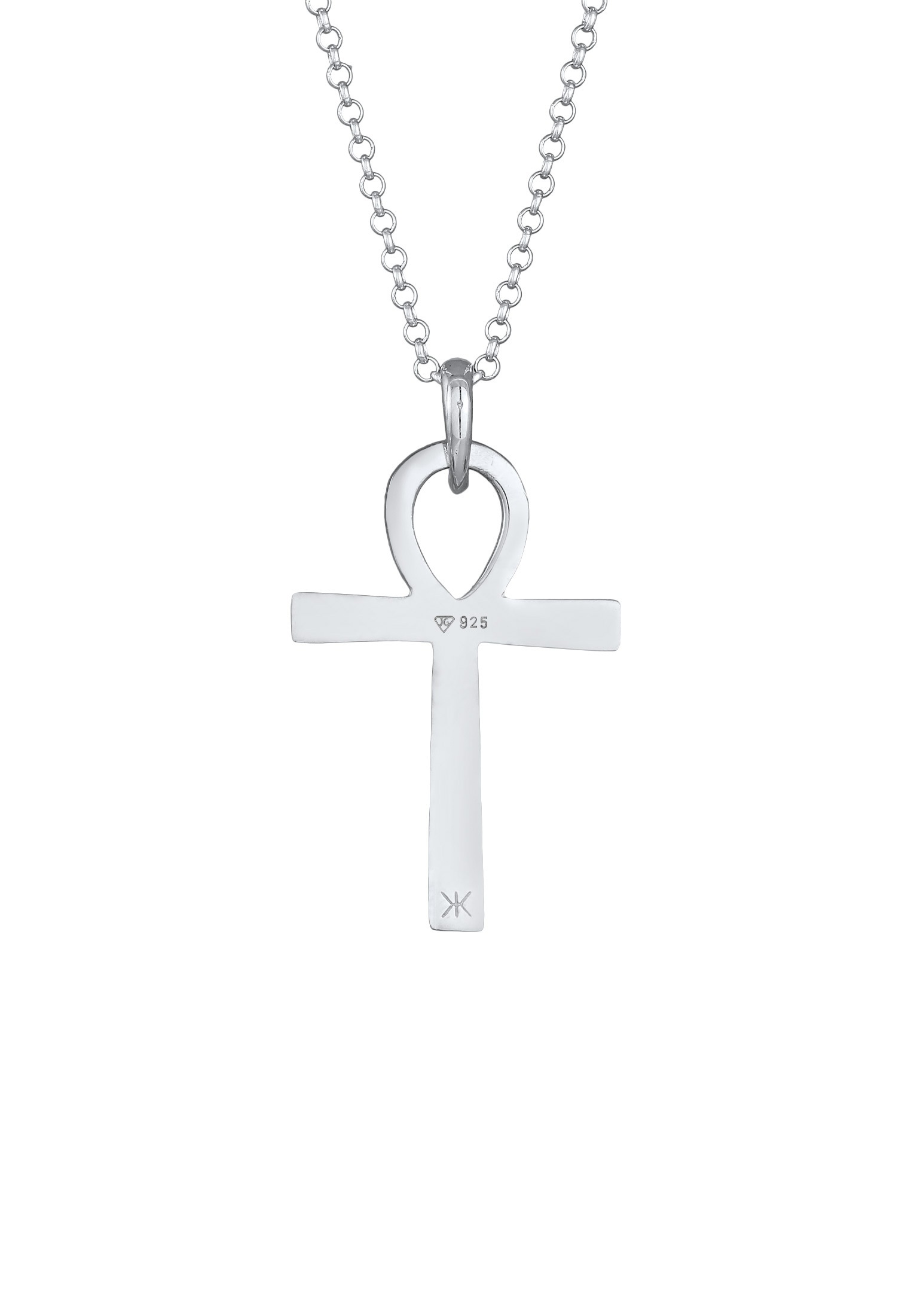 Kuzzoi Lange Kette »Halskette Herren Ankh Kreuz Anhänger 925 Silber«