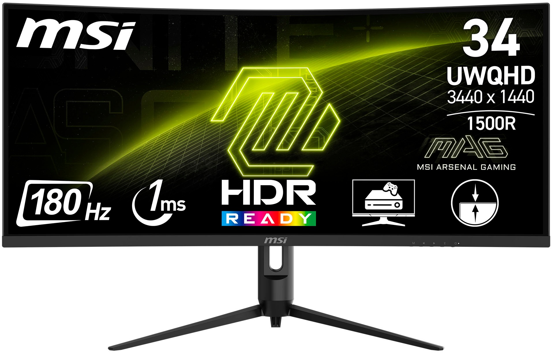 GAMEMAX Gaming-PC-Komplettsystem »MegaDeal Horizon 2840 AMD Ryzen 7 9700X 32GB DDR5 1TB SSD RTX 5070« 34 ″ AMD Ryzen 7 GeForce RTX? 5070 32 GB RAM 1.000 GB SSD Windows 11, DDR5 RAM + MSI MAG 342CQR E2 Curved Monitor 86cm (34")