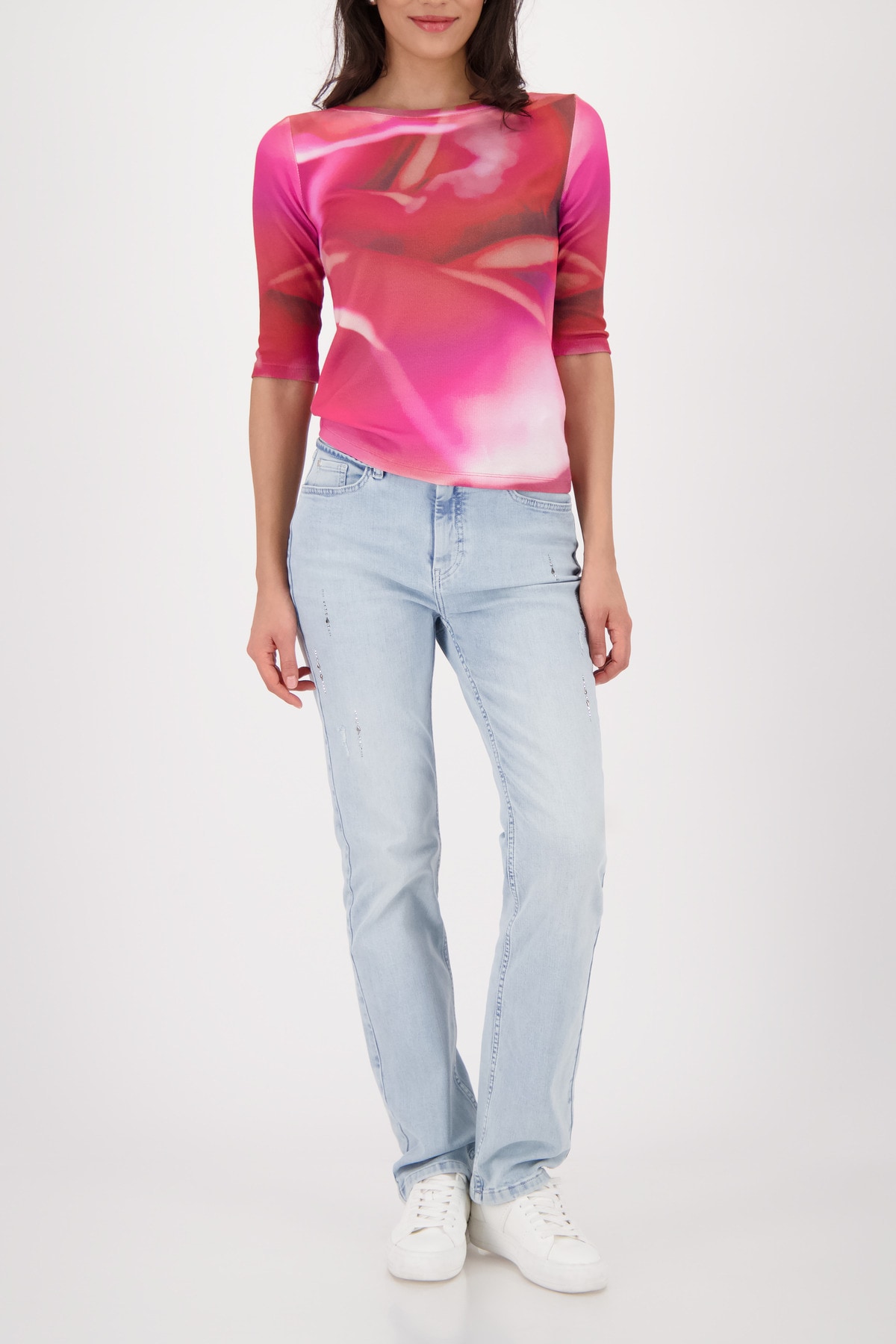 Monari 3/4-Arm-Shirt »Shirt Blume allover« Regular fit mit Allover-Muster