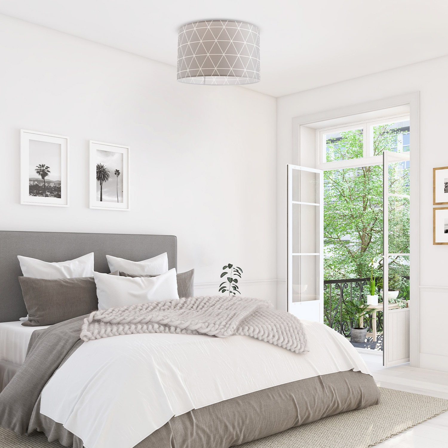 Paco Home Deckenleuchte »Stella 401«, 1 flammig, Leuchtmittel E27 | ohne Leuchtmittel, Deckenlampe Wohnzimmer Schlafzimmer Hängelampe Skandi Rauten E27