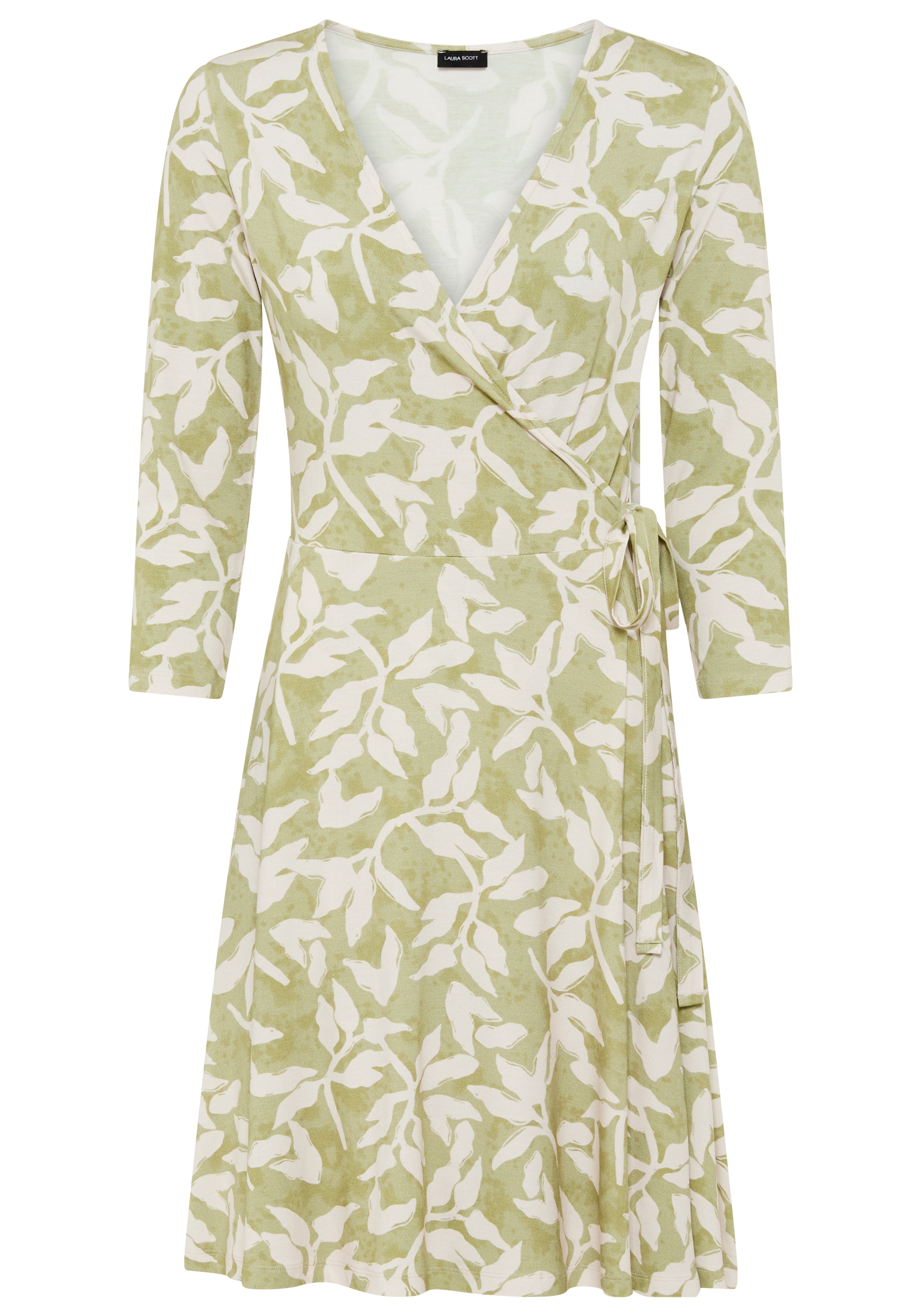 Laura Scott Sommerkleid »aus elastischer Shirtware« femininer Stil, für entspannte Tage, mit V-Ausschnitt, mit 3/4-Ärmeln