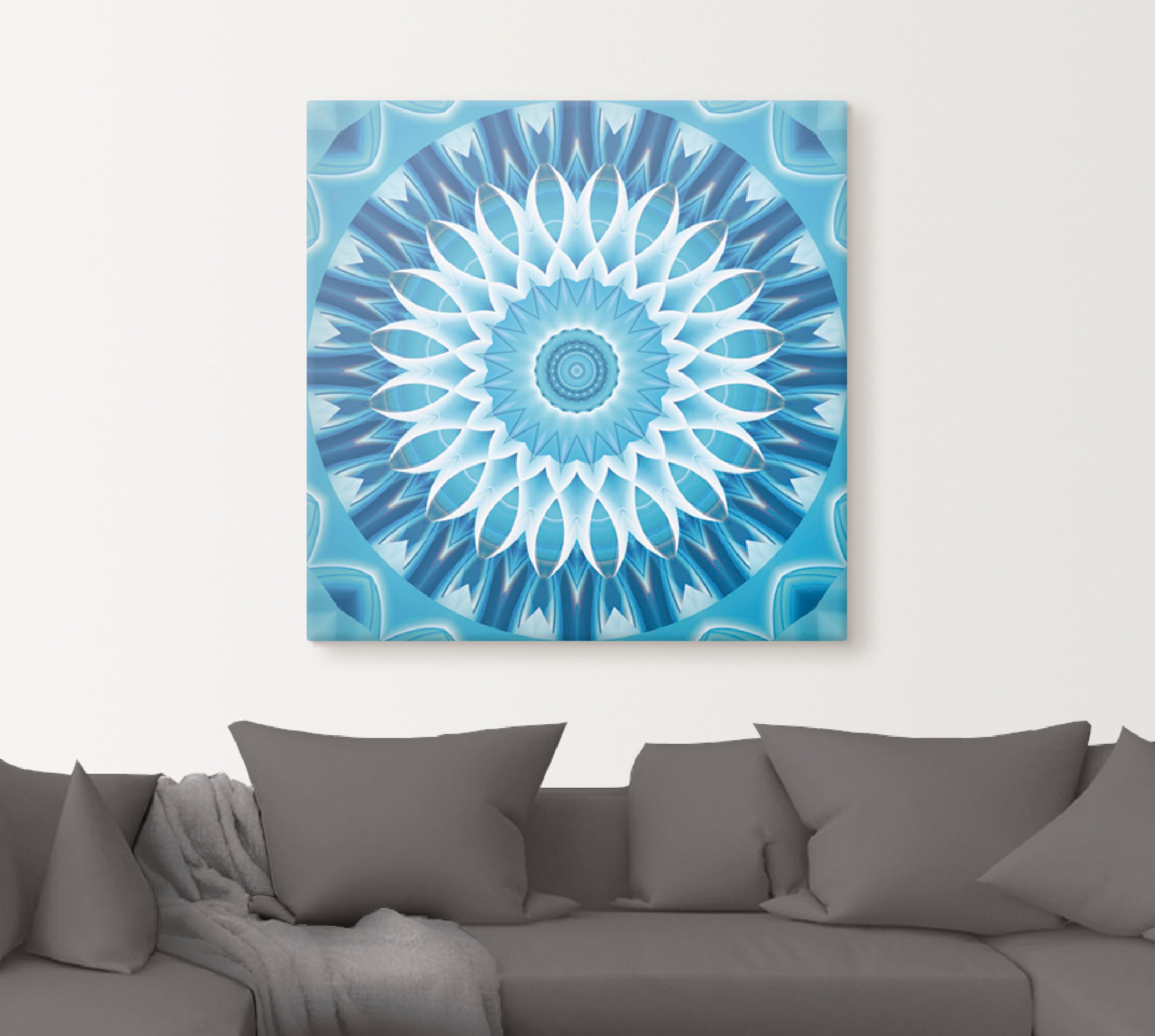 Artland Wandbild »Mandala blau Blüte«, Muster, (1 St.), als Leinwandbild in verschied. Größen