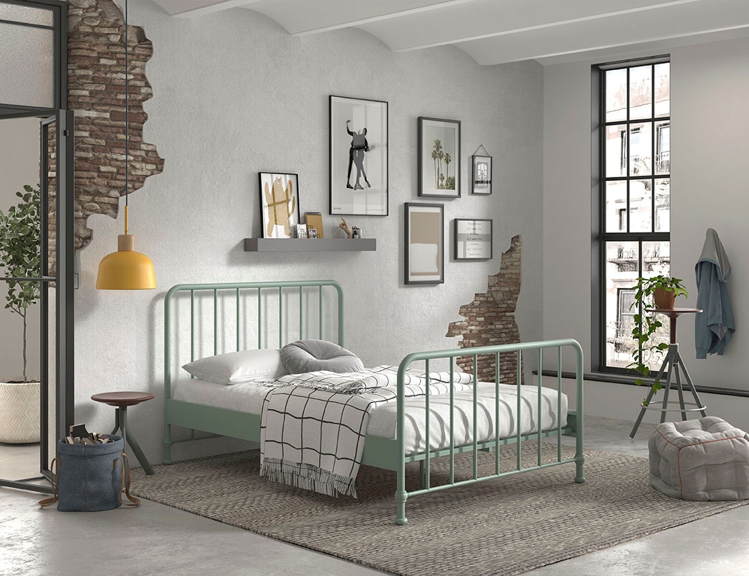 Vipack Metallbett »Bronxx, standfest gebaut, gradlinige Optik in zeitlosem Design« in 2 Größen und verschiedenen Farben erhältlich,  inkl. Lattenrost, Mittelsteg und Fußstütze unter der Liegefläche