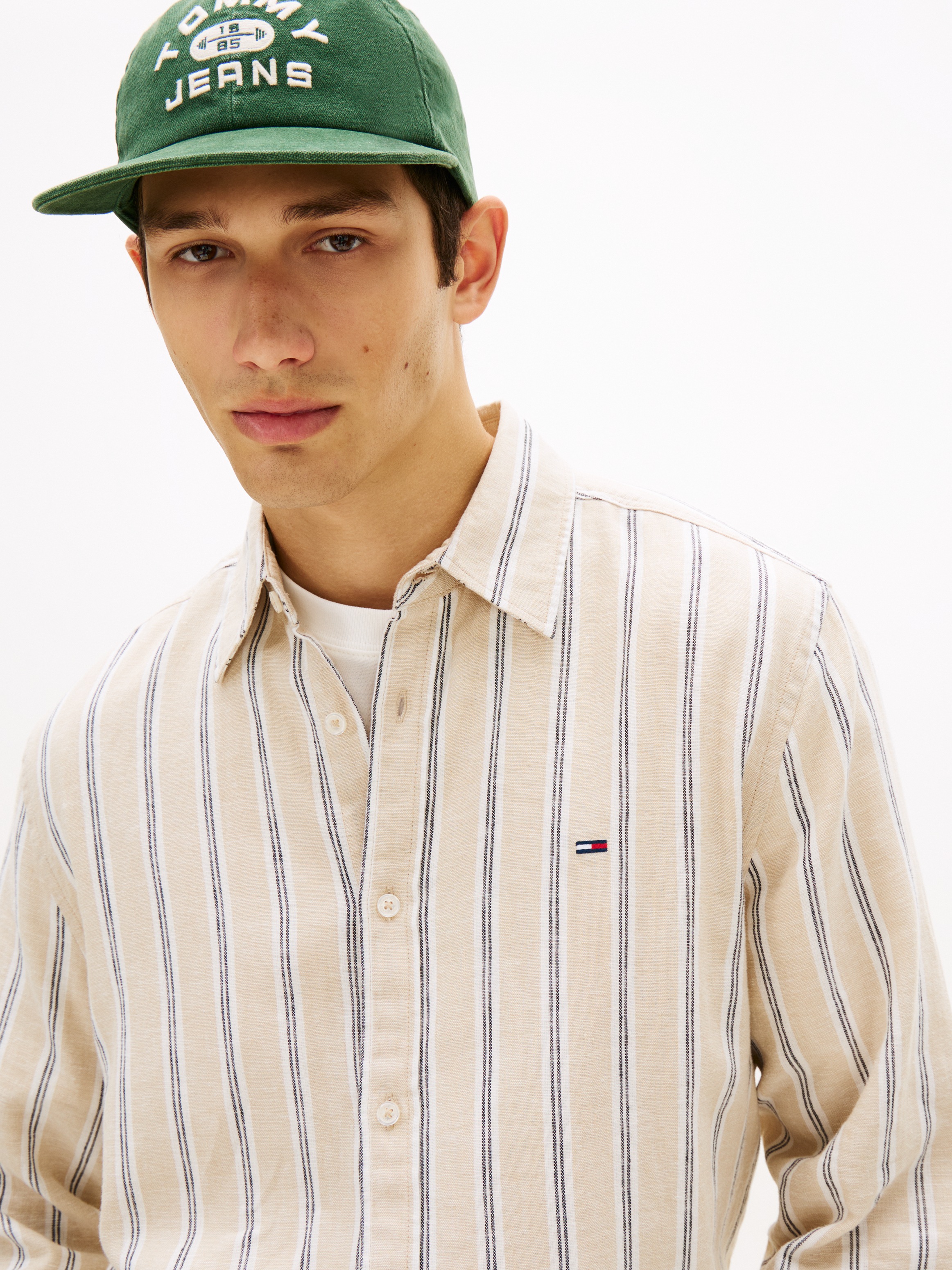 Tommy Jeans Langarmhemd »REGULAR LINEN MIX STRIPES« Regular fit mit Streifenmuster