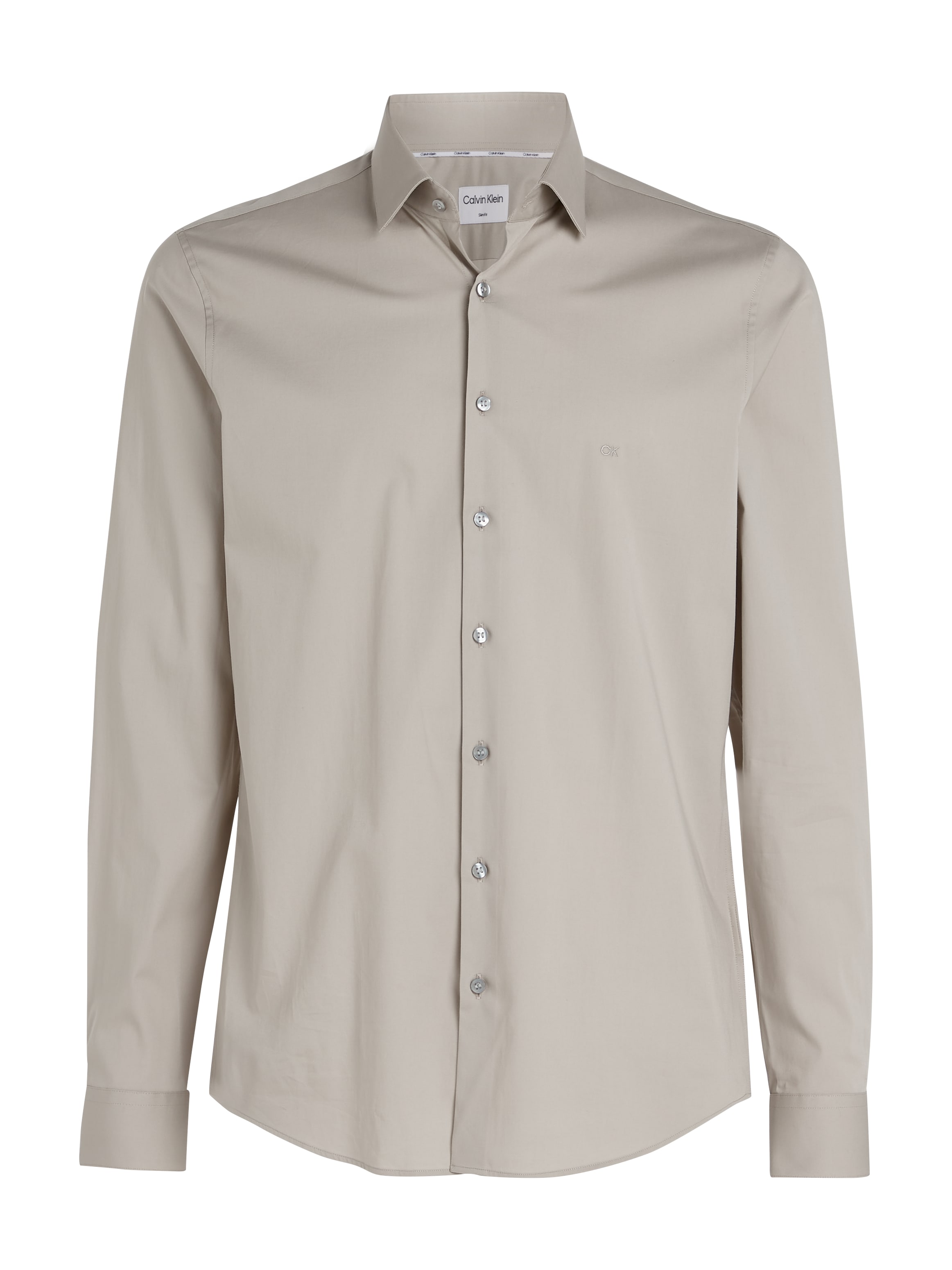 Calvin Klein Businesshemd »POPLIN STRETCH SLIM SHIRT«, mit Kentkragen, Logoprint auf Brusthöhe