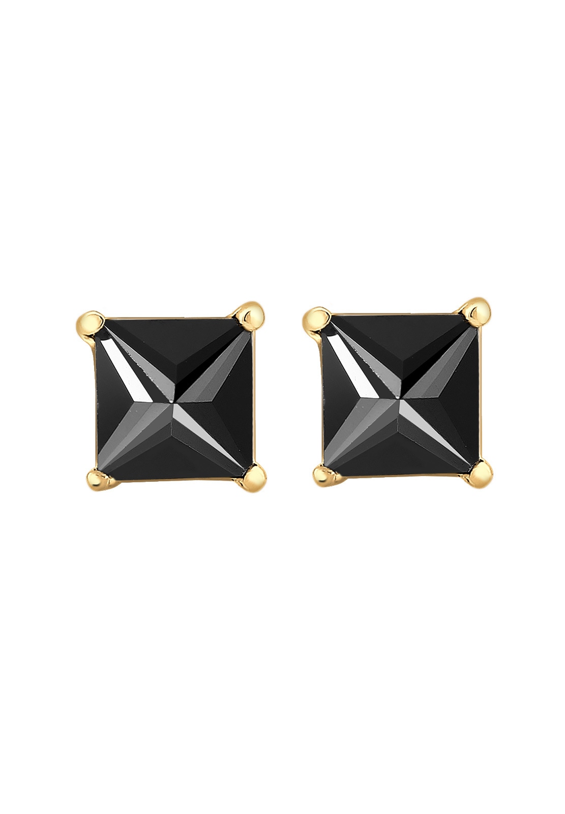 Elli Paar Ohrstecker »Ohrringe Ohrstecker Quadrat Zirkonia Schwarz 925 Sterling Silber vergoldet«