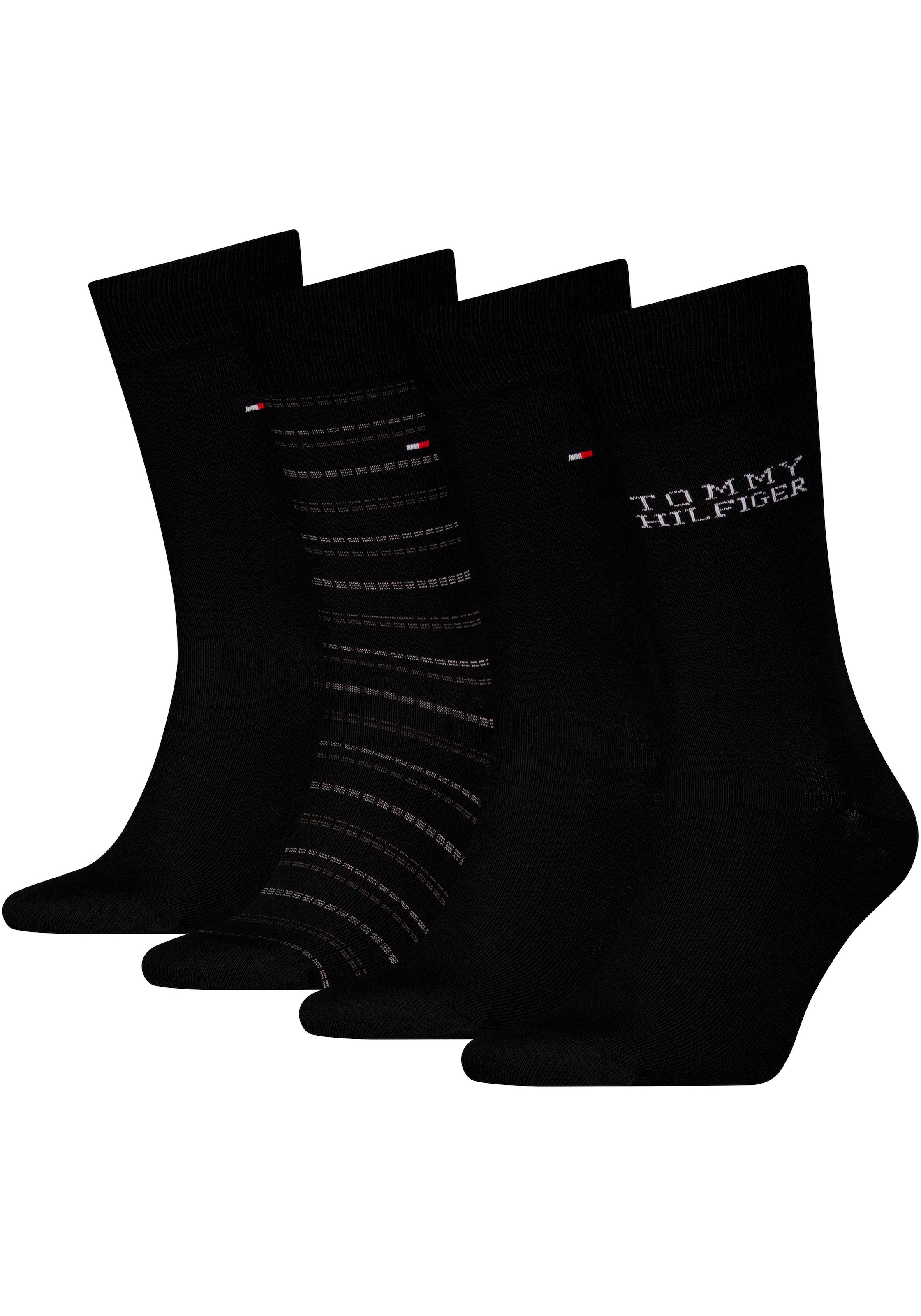 Tommy Hilfiger Socken, (4 Paar), Ideal zum Verschenken, Logoprägung, Geschenkbox