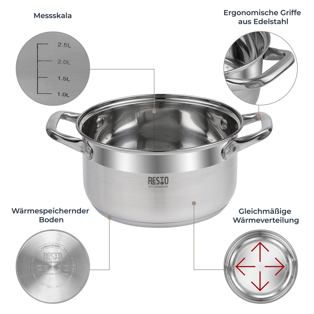 RESTO Kitchenware Kochtopf »Libra, Topf energiesparend und spülmaschinenfest« 2 Stk. tlg. Edelstahl 18/10