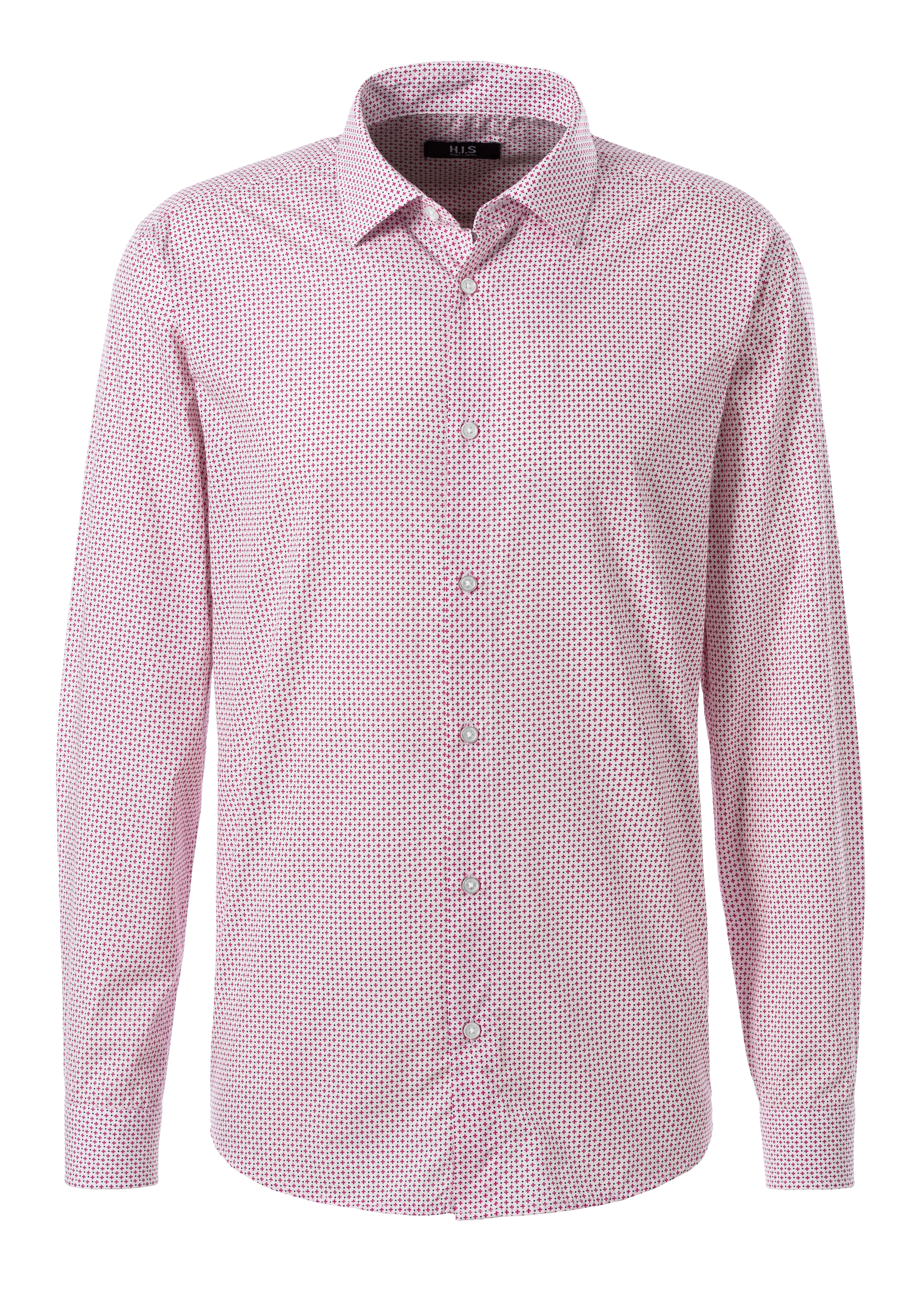 H.I.S Langarmhemd »Regular fit«, mit Haifischkragen und allover Print aus reiner Baumwolle
